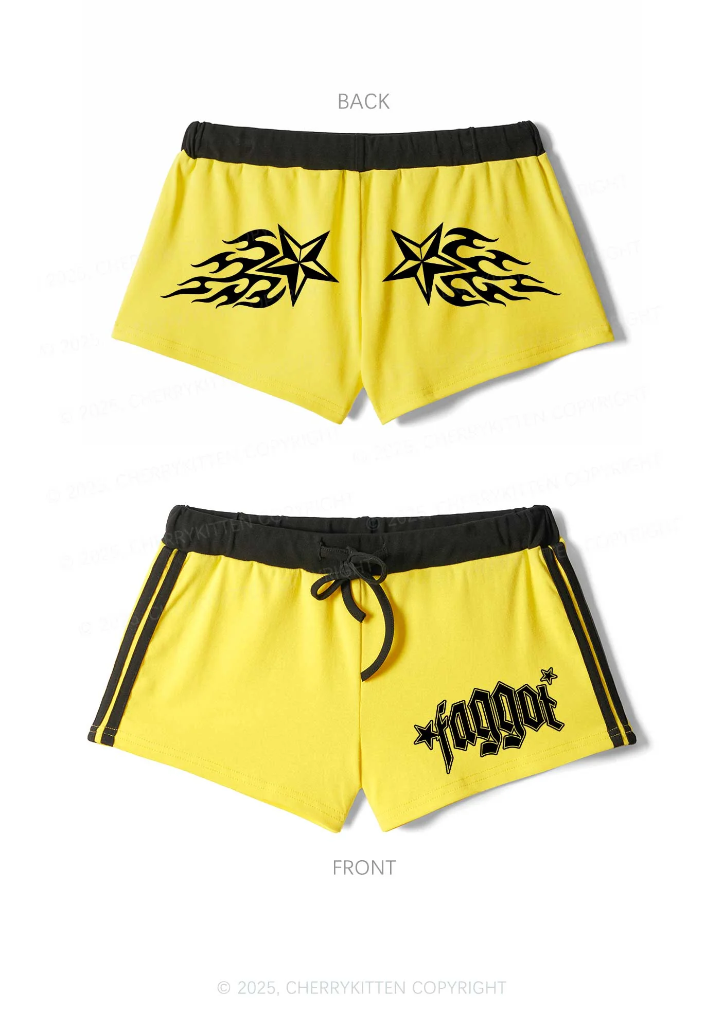 Faggot Star Pride Y2K Drawstring Mini Shorts Cherrykitten - Image 5