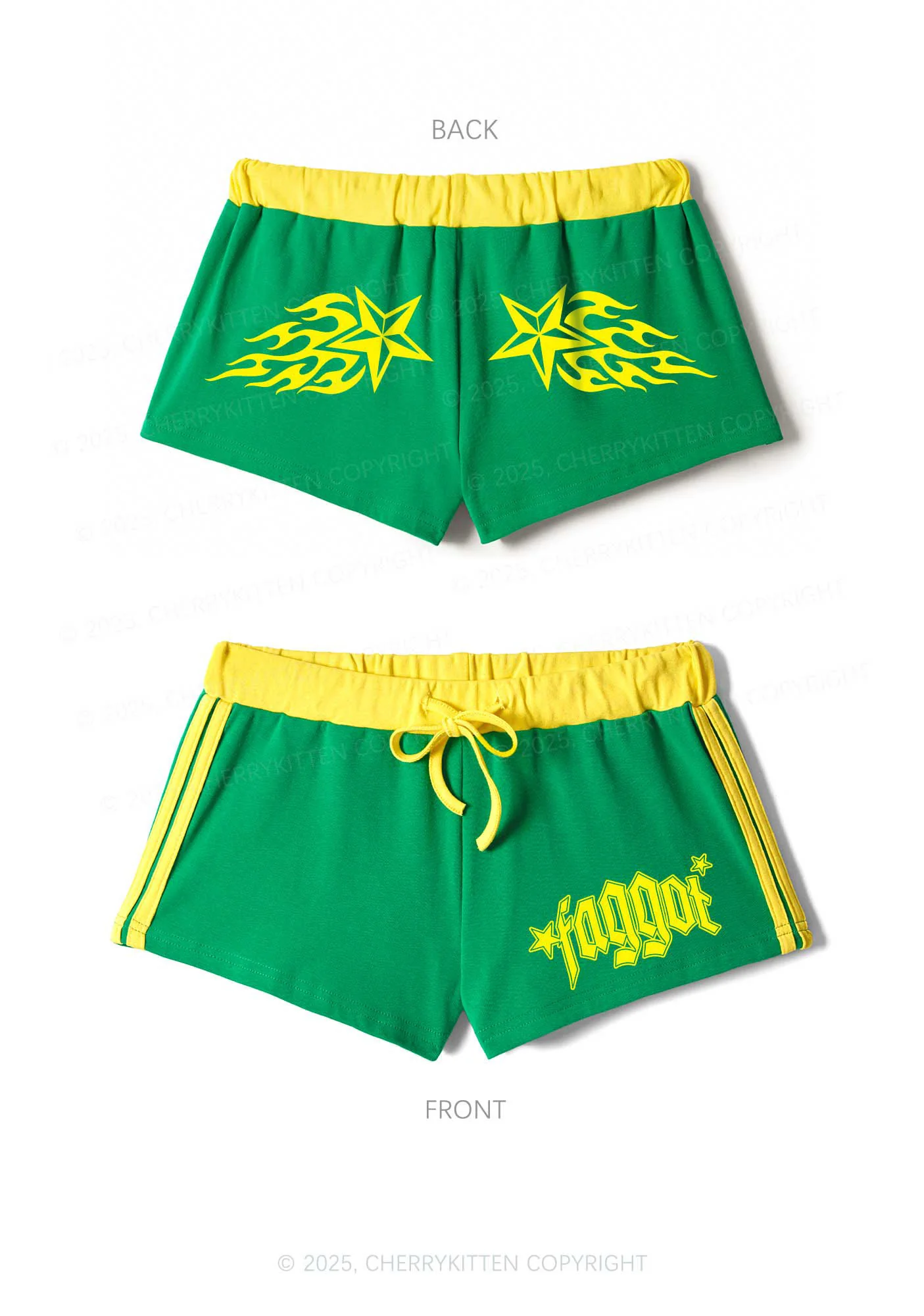 Faggot Star Pride Y2K Drawstring Mini Shorts Cherrykitten - Image 7