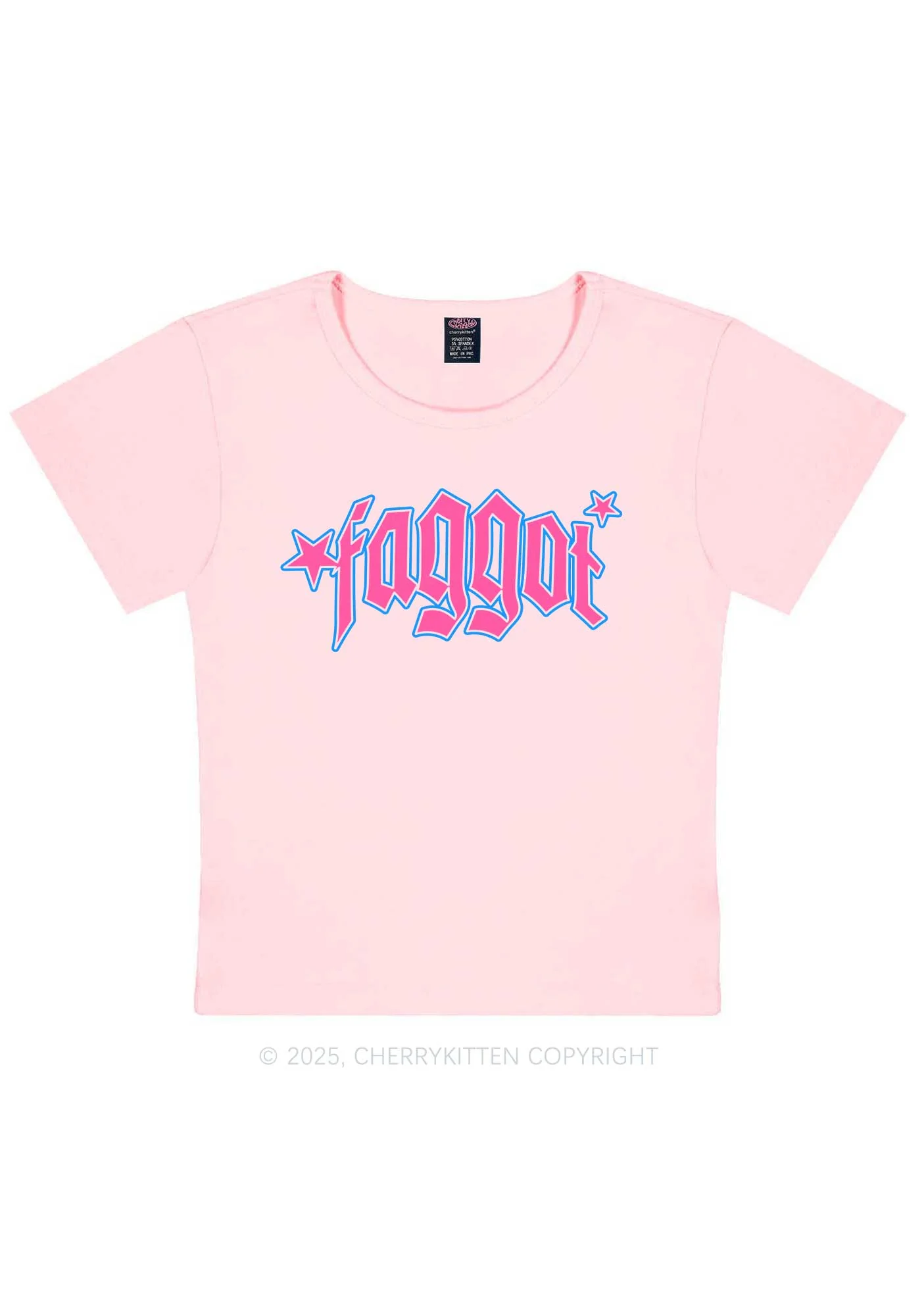 Faggot Stars Pride Y2K Baby Tee Cherrykitten - Image 11
