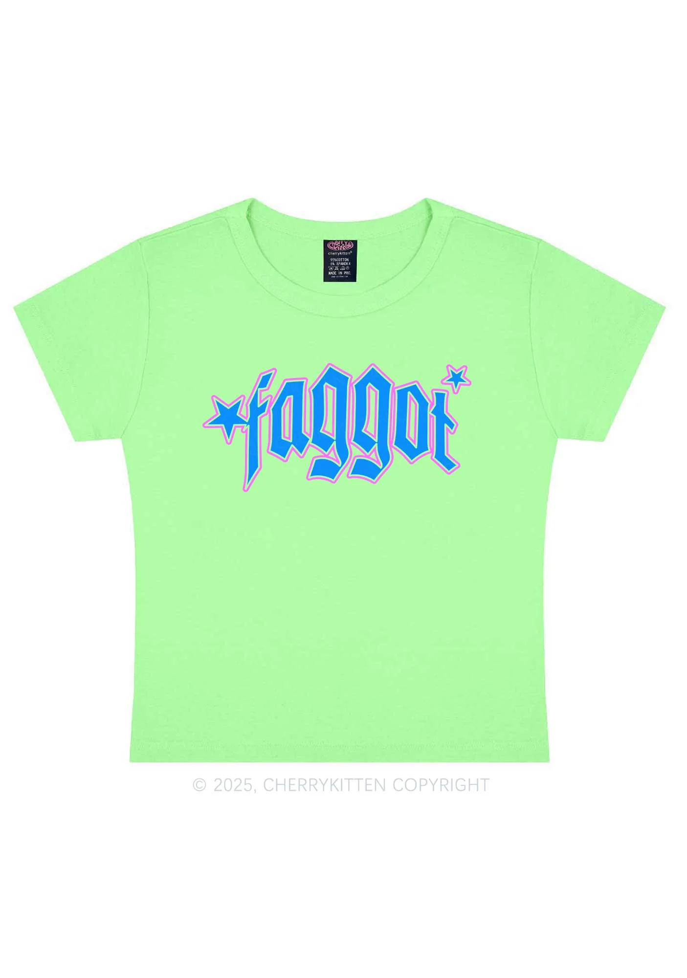 Faggot Stars Pride Y2K Baby Tee Cherrykitten - Image 12