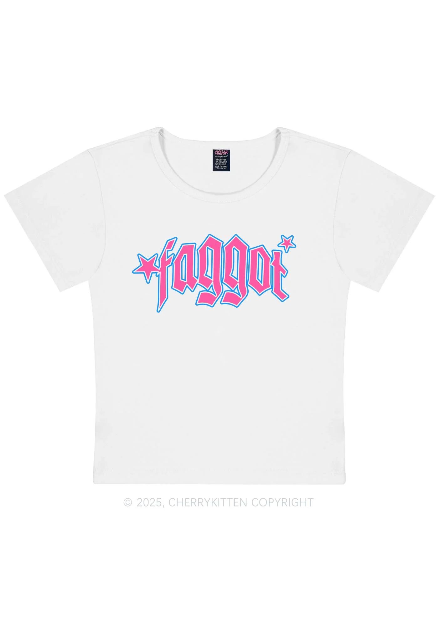 Faggot Stars Pride Y2K Baby Tee Cherrykitten - Image 5