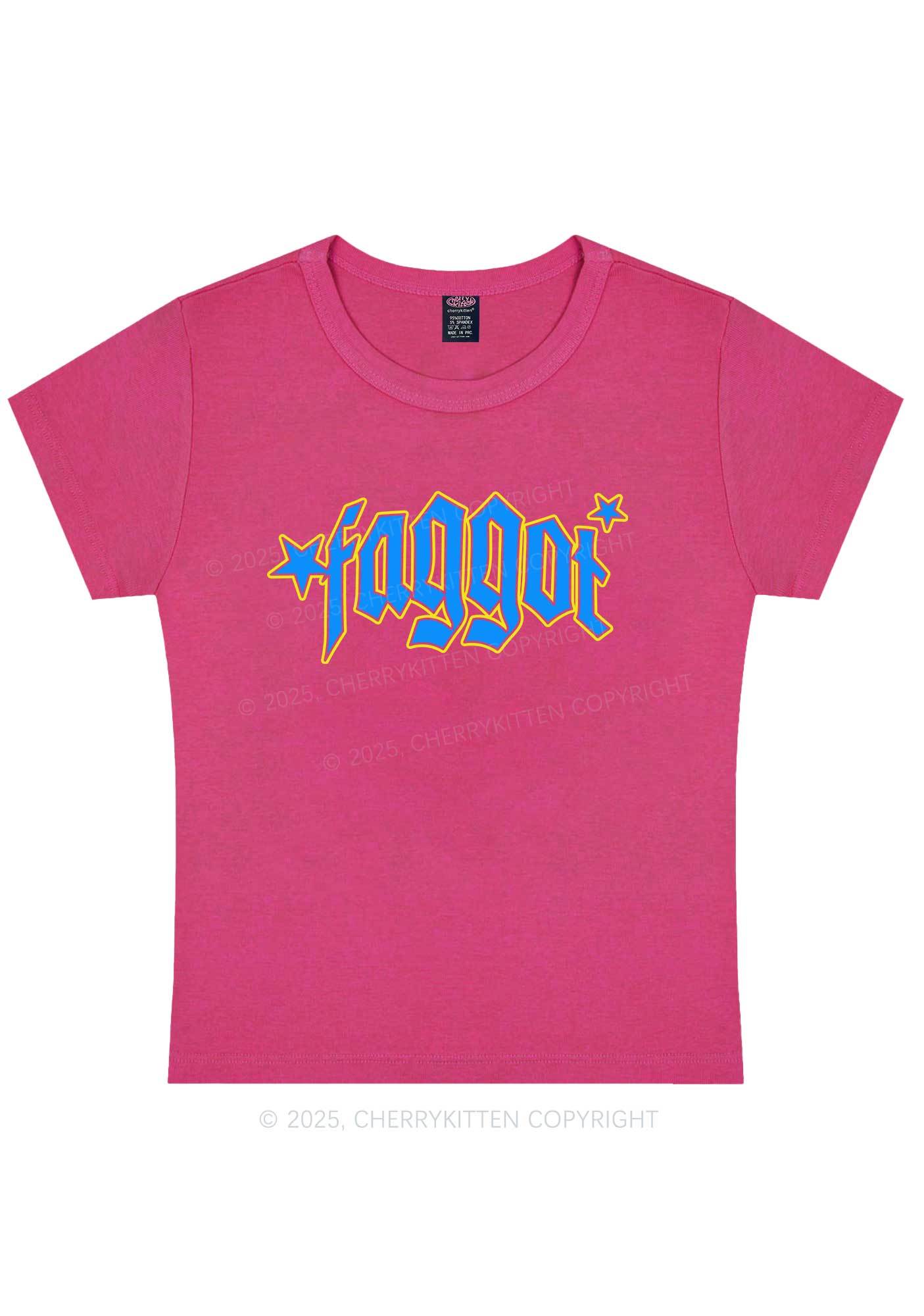 Faggot Stars Pride Y2K Baby Tee Cherrykitten - Image 7