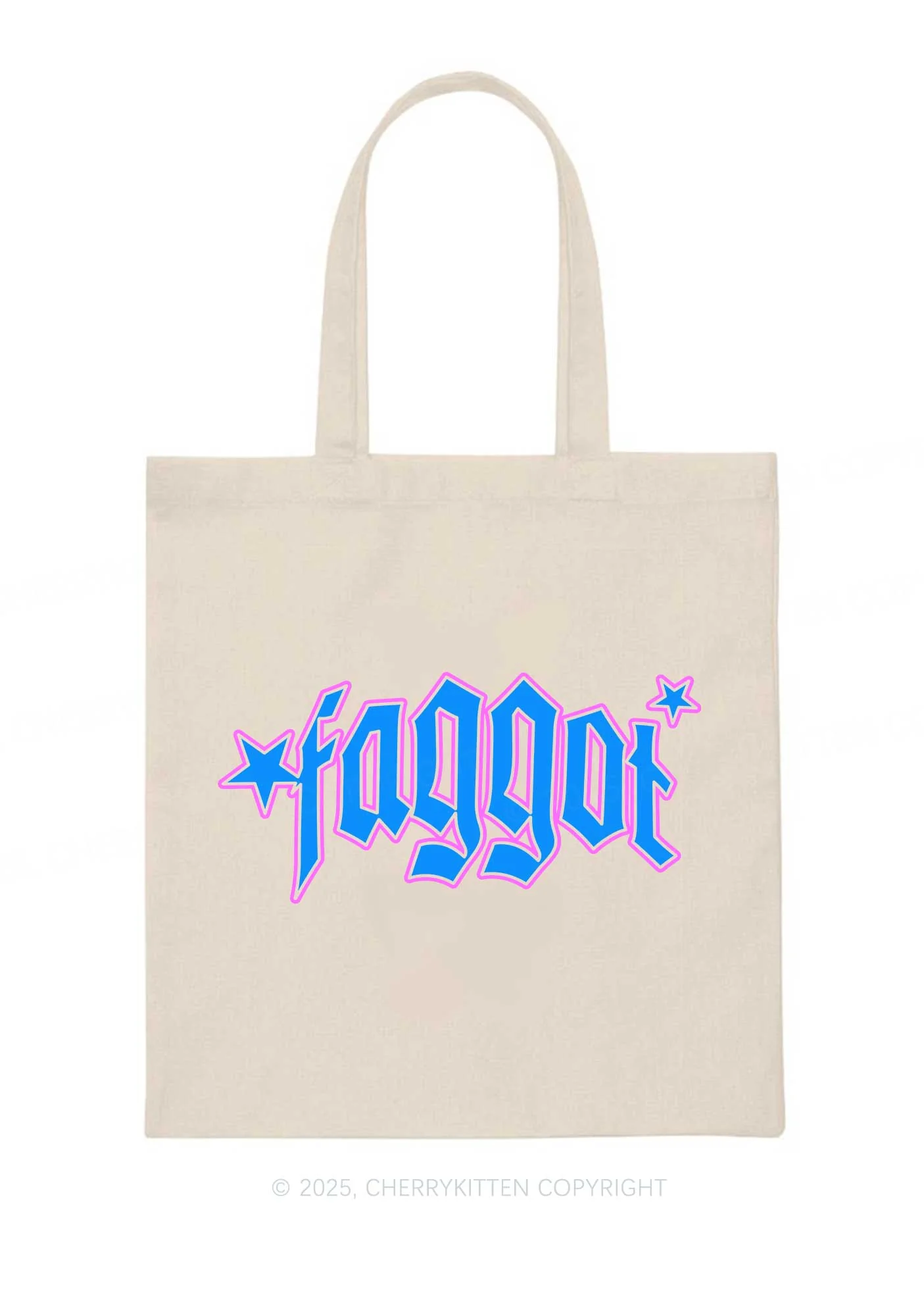 Faggot Stars Pride Y2K Canvas Tote Bag Cherrykitten - Image 3
