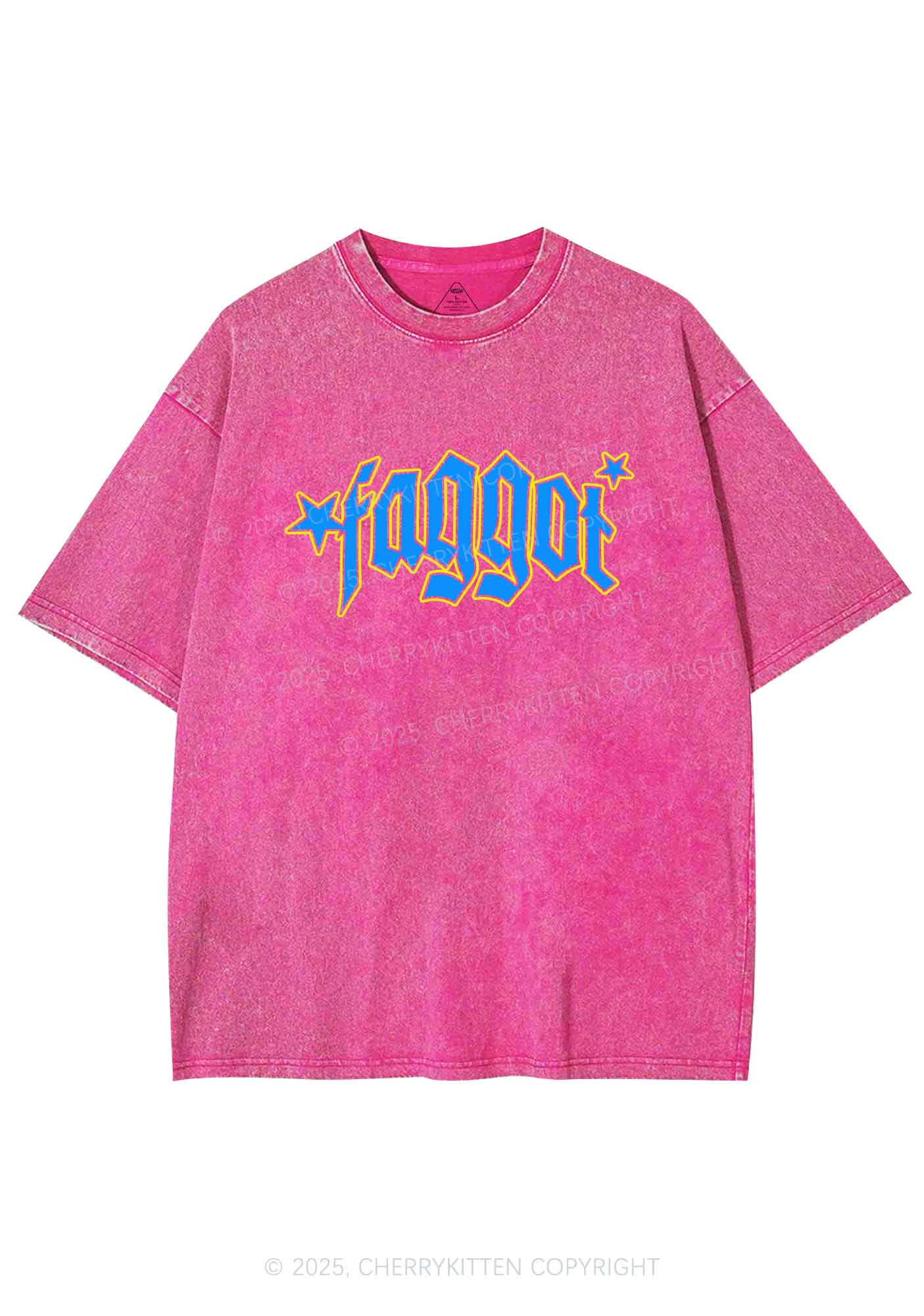 Faggot Stars Pride Y2K Shirts Washed Tee Cherrykitten - Image 4