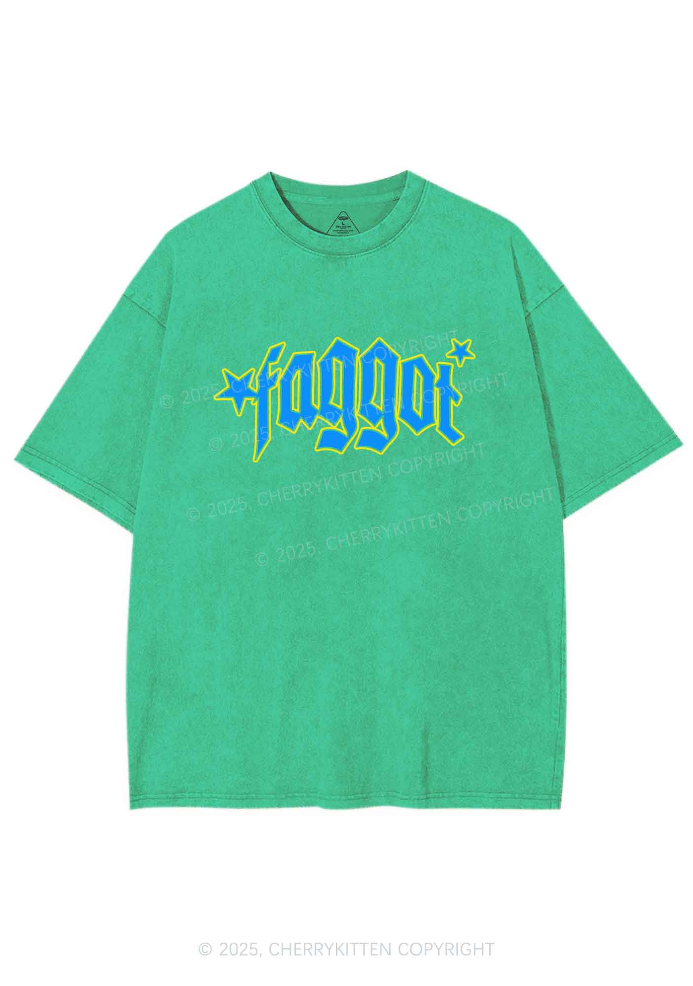Faggot Stars Pride Y2K Shirts Washed Tee Cherrykitten - Image 8