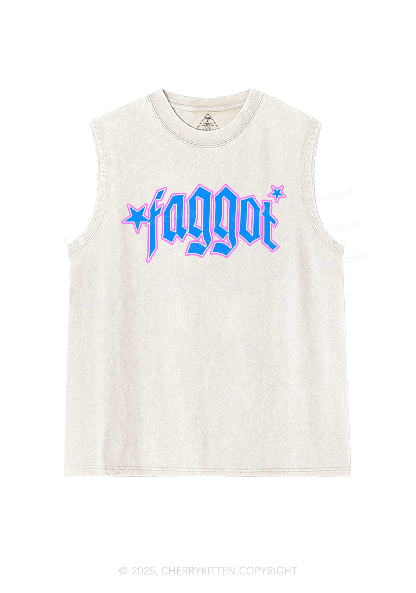 Faggot Stars Pride Y2K Washed Muscle Tank Cherrykitten - Image 4