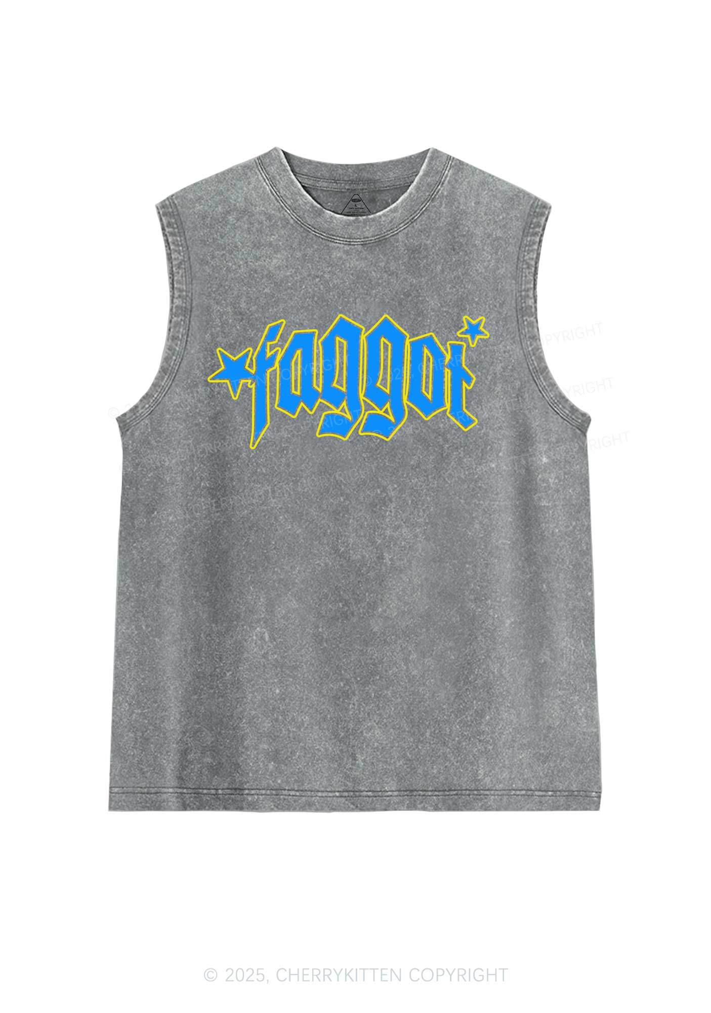Faggot Stars Pride Y2K Washed Muscle Tank Cherrykitten - Image 6