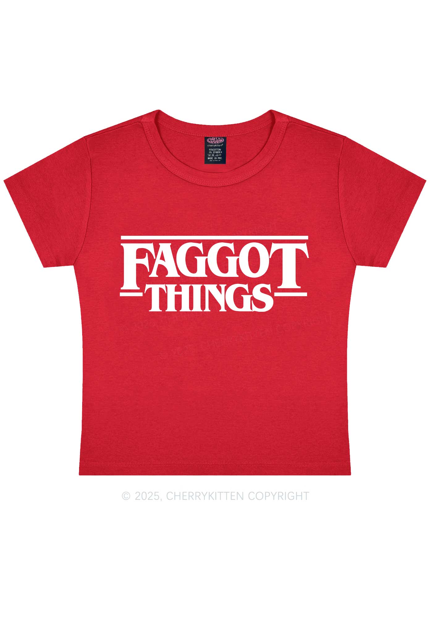 Faggot Things Pride Y2K Baby Tee Cherrykitten - Image 5