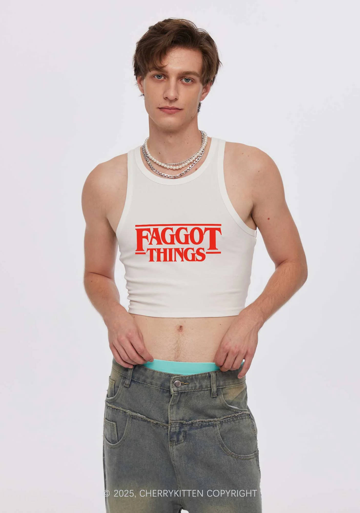 Faggot Things Pride Y2K Crop Tank Top Cherrykitten - Image 2
