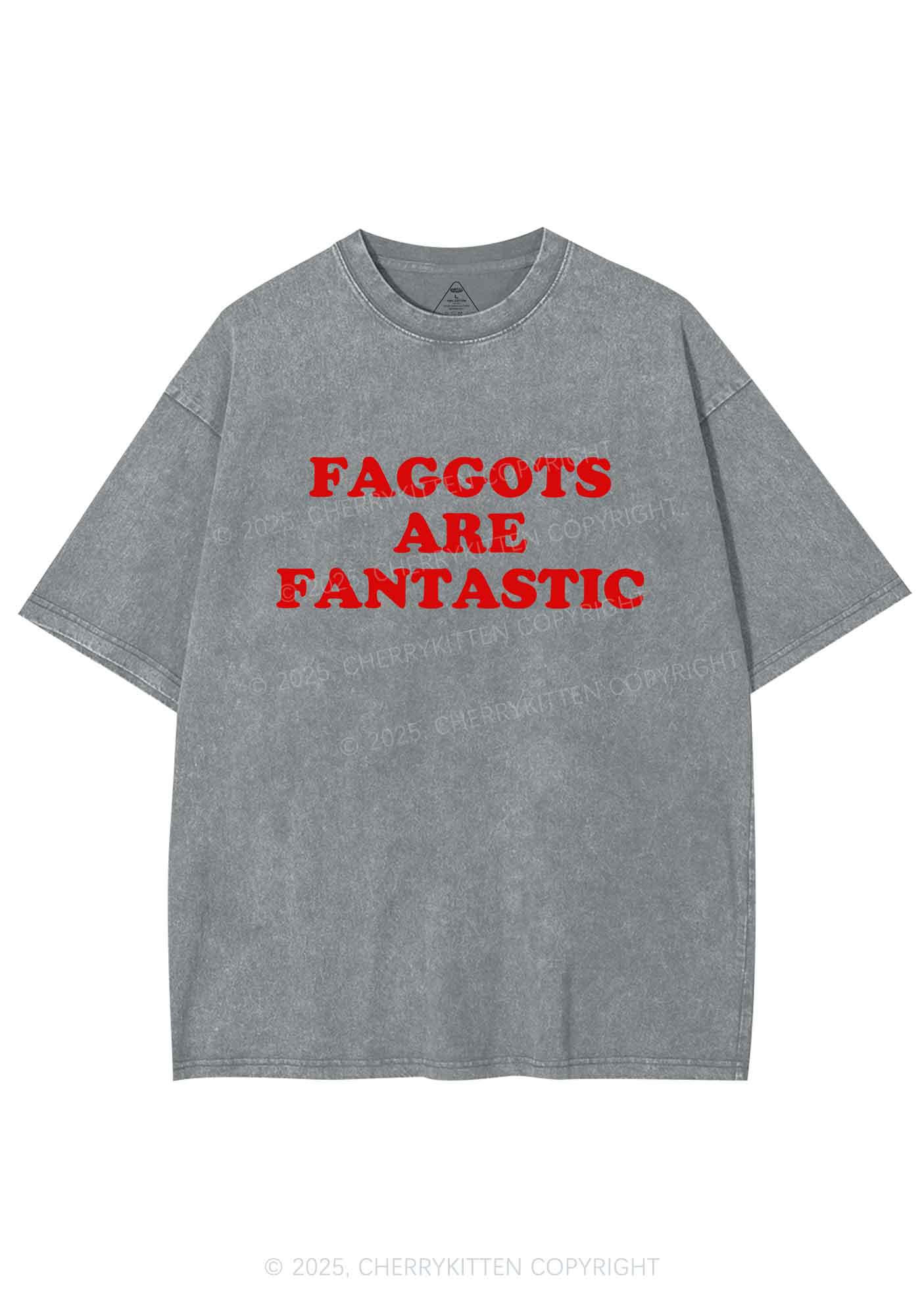 Faggots Are Fantastic Pride Y2K Shirts Washed Tee Cherrykitten - Image 8