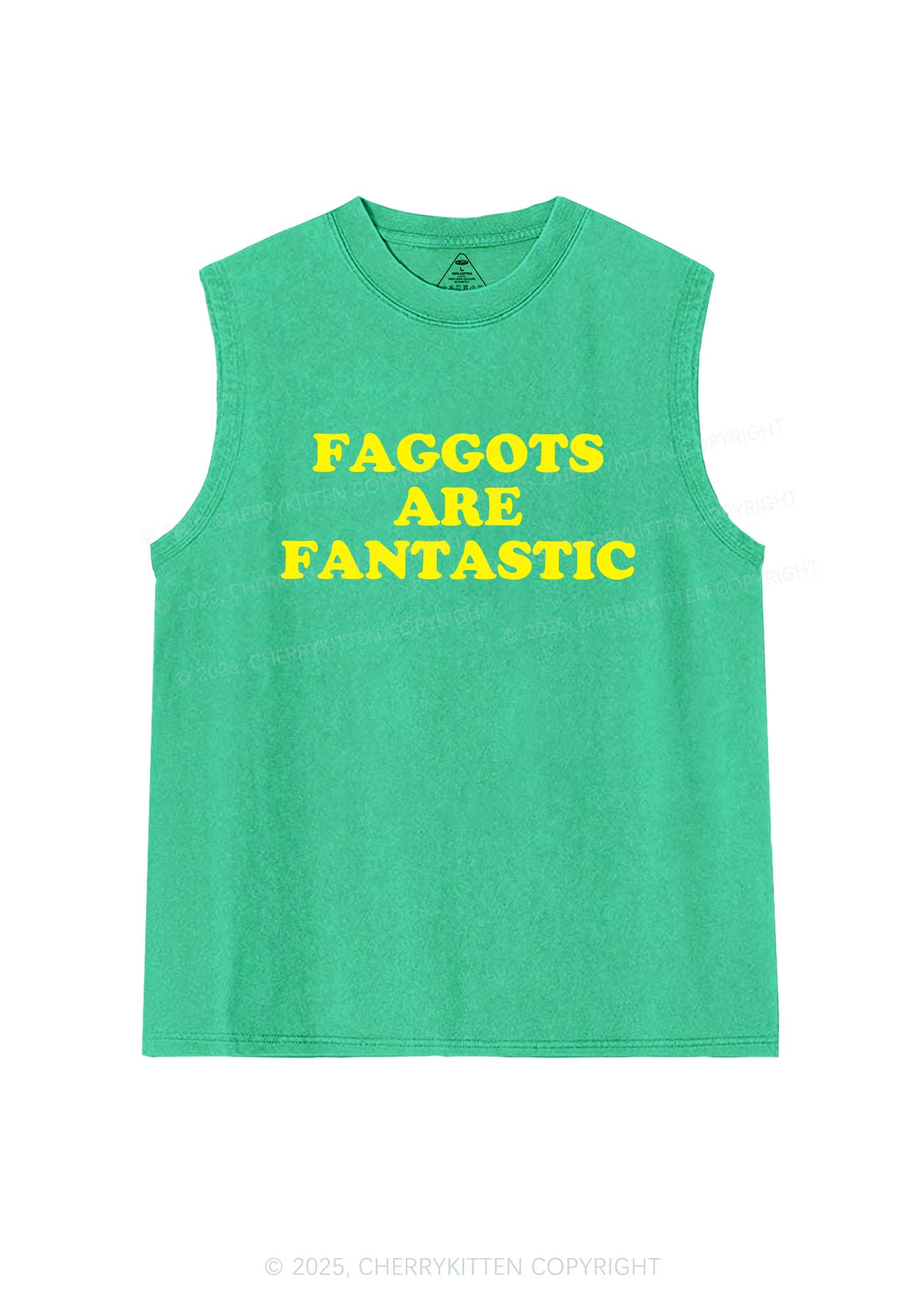 Faggots Are Fantastic Pride Y2K Washed Muscle Tank Cherrykitten - Image 6