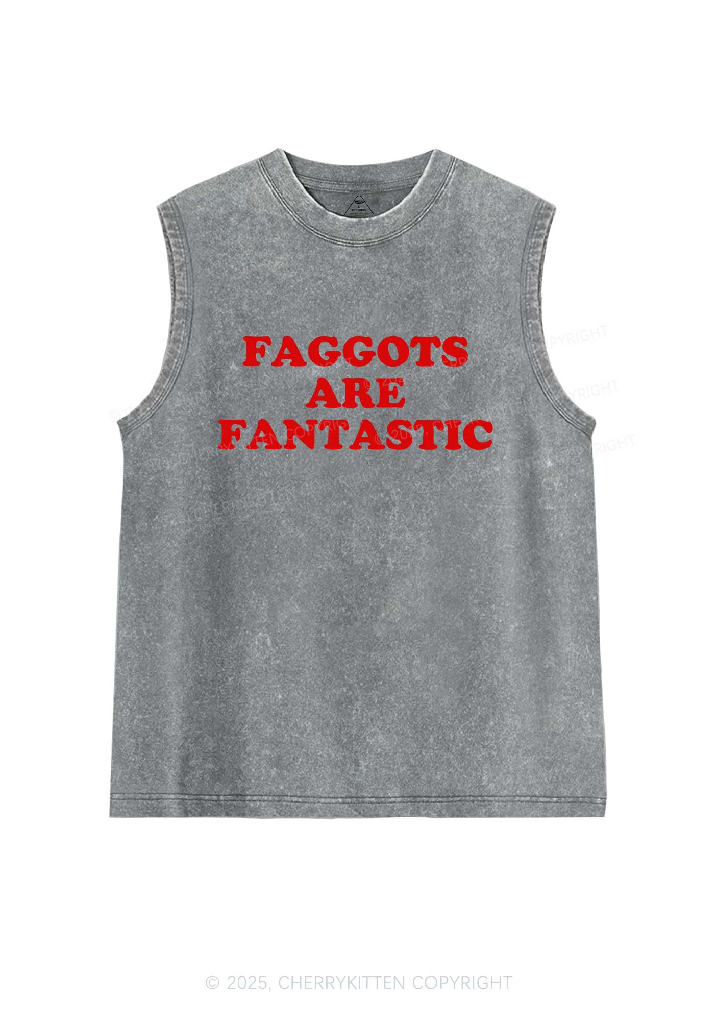 Faggots Are Fantastic Pride Y2K Washed Muscle Tank Cherrykitten - Image 7