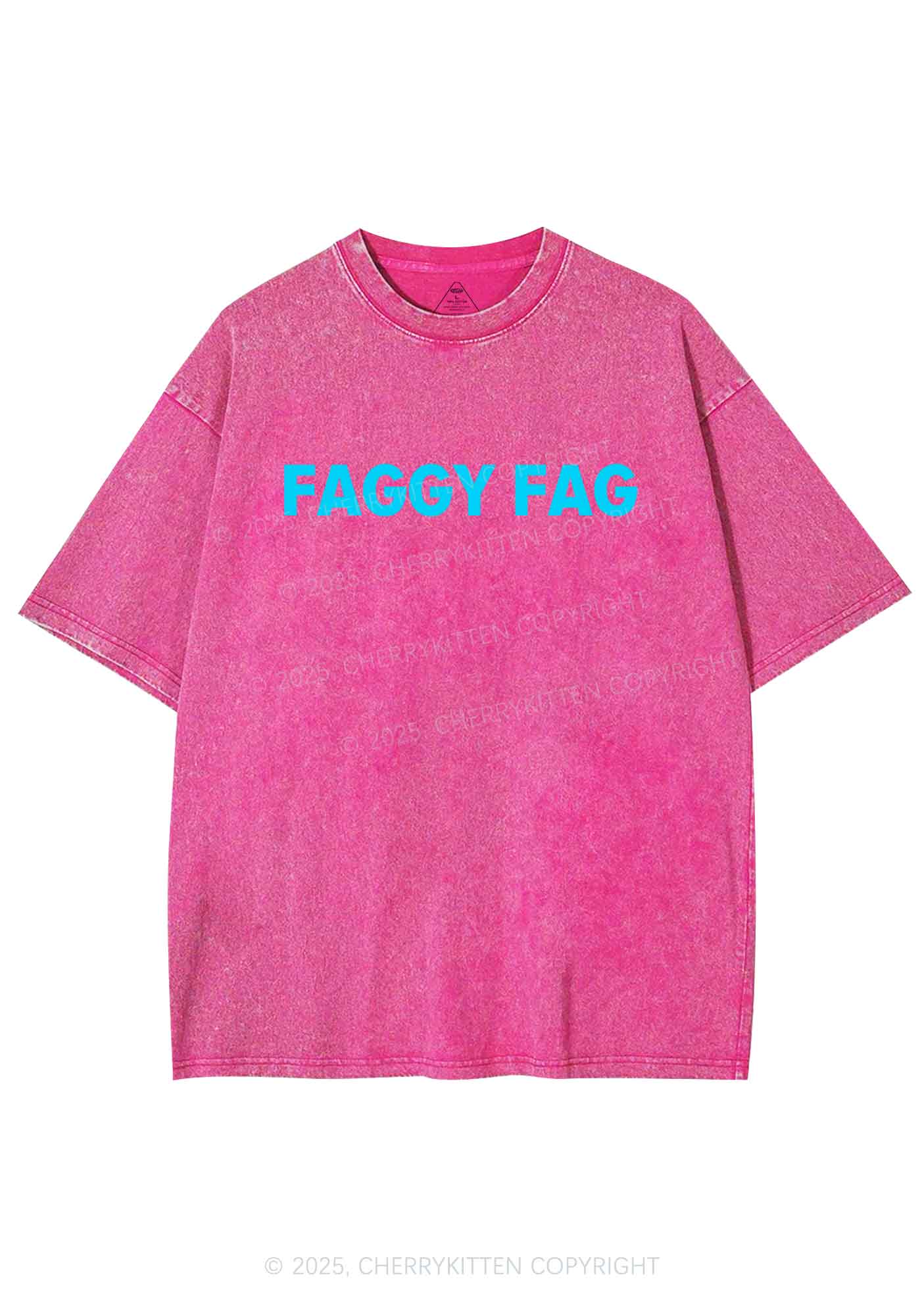 Faggy Fag Pride Y2K Shirts Washed Tee Cherrykitten - Image 4