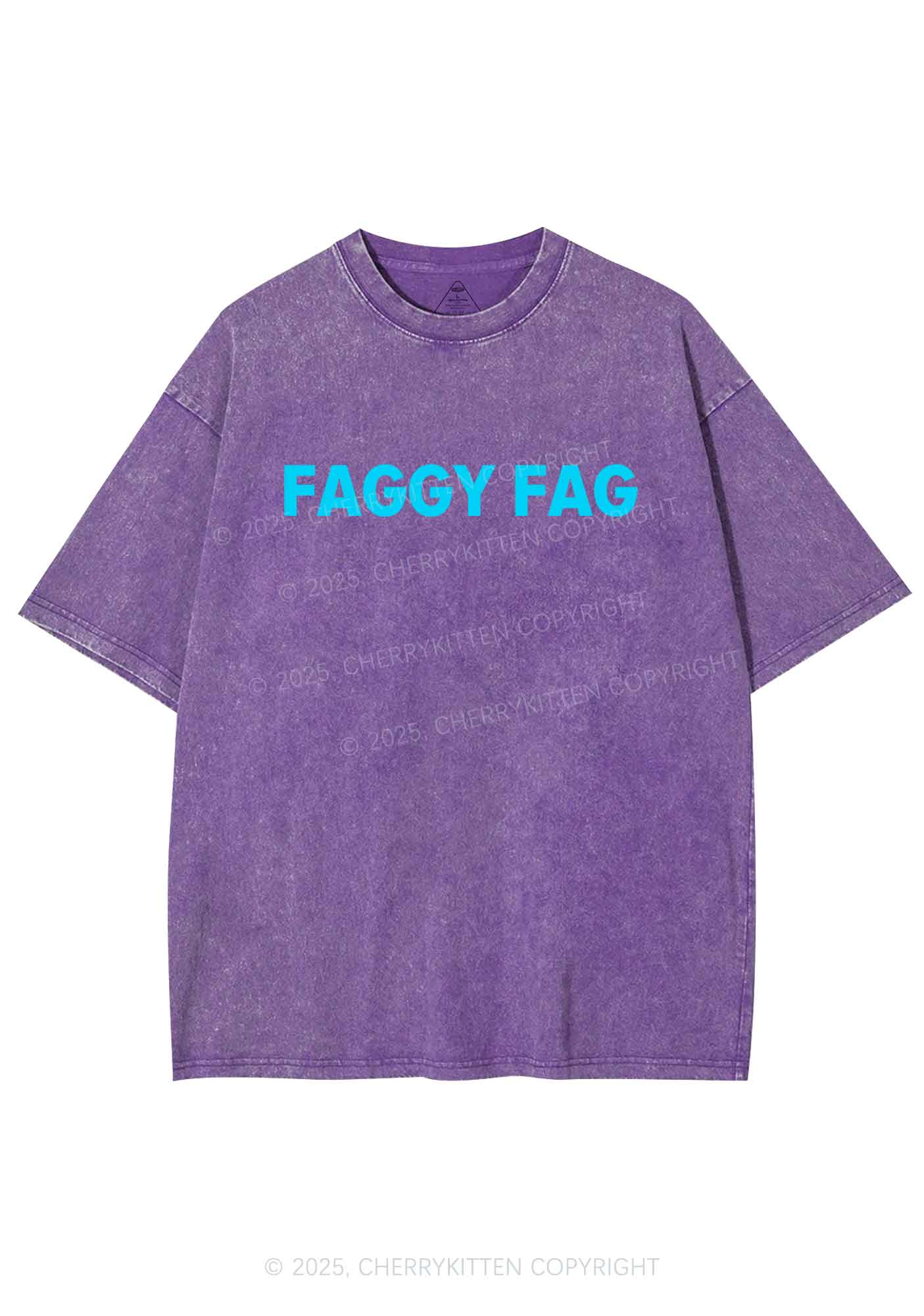 Faggy Fag Pride Y2K Shirts Washed Tee Cherrykitten - Image 5