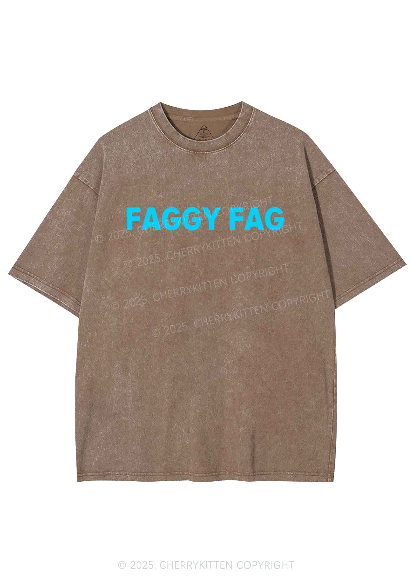 Faggy Fag Pride Y2K Shirts Washed Tee Cherrykitten - Image 7