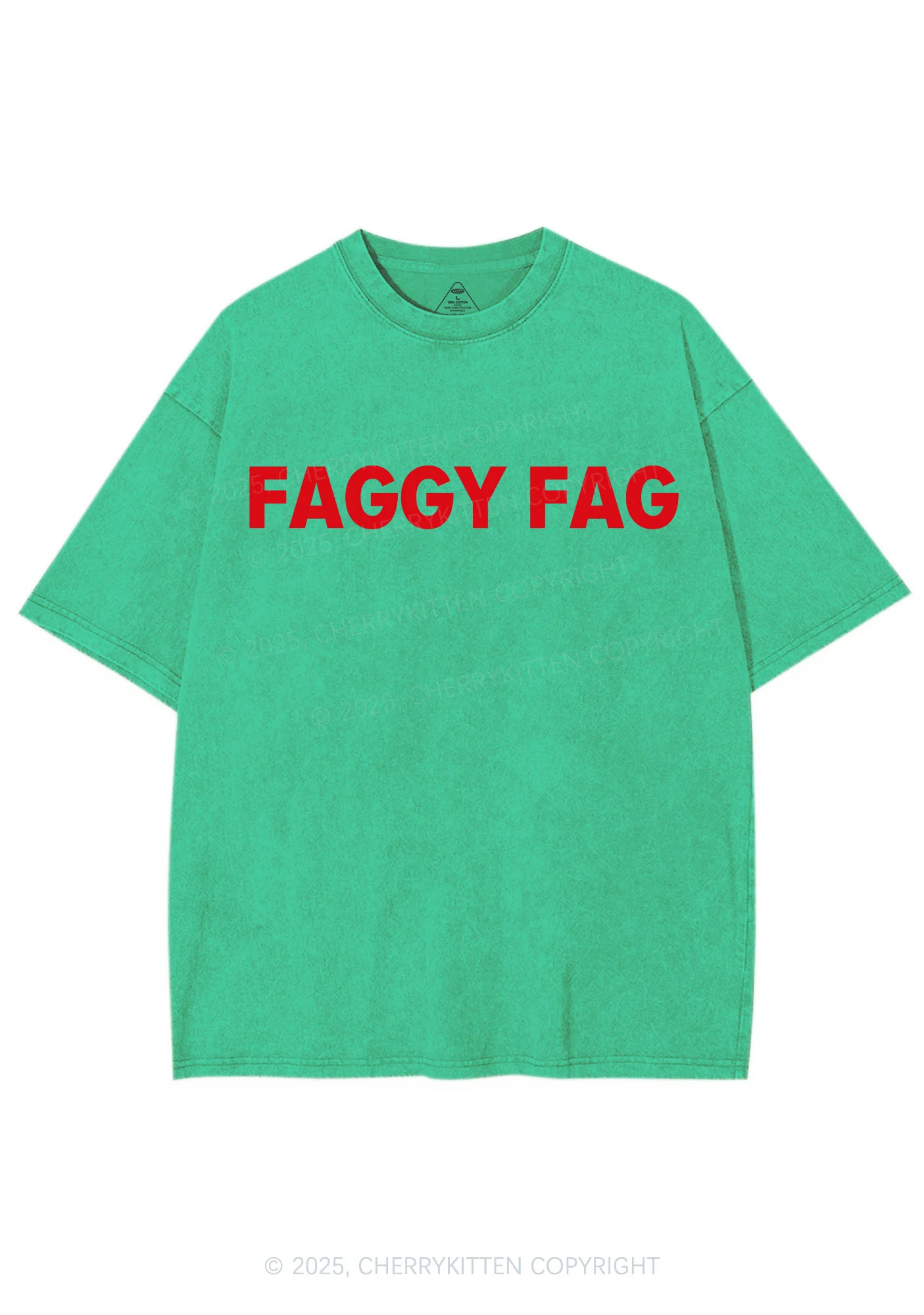 Faggy Fag Pride Y2K Shirts Washed Tee Cherrykitten - Image 8