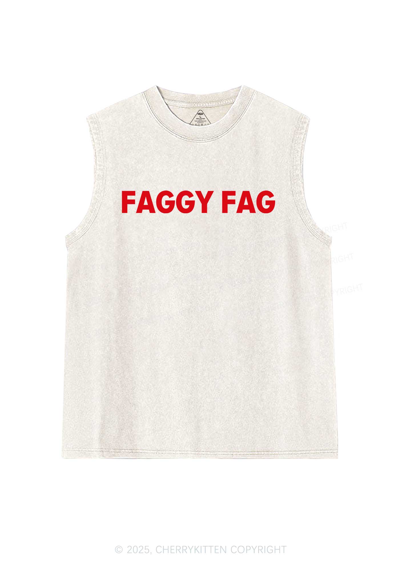 Faggy Fag Pride Y2K Washed Muscle Tank Cherrykitten - Image 4