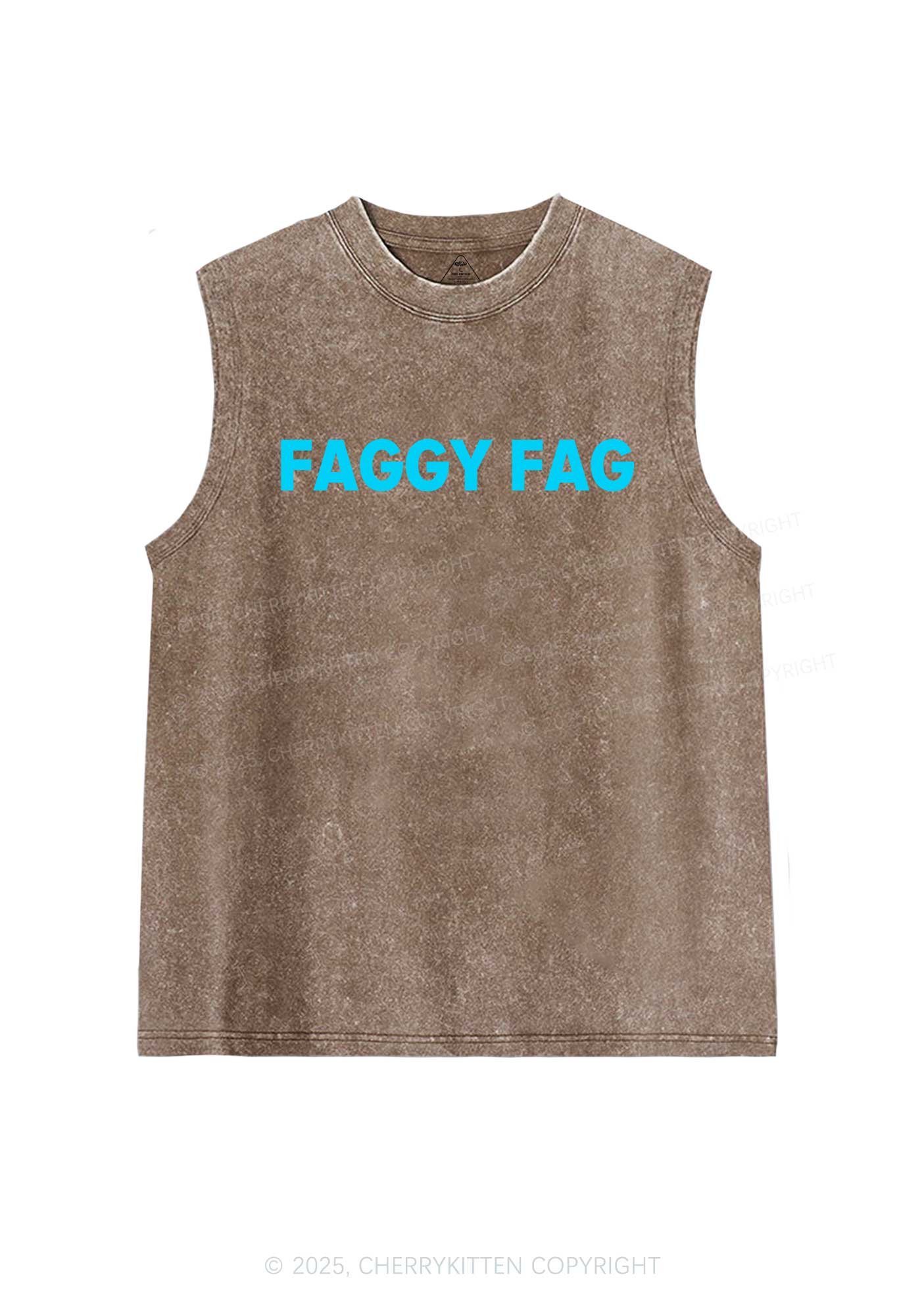 Faggy Fag Pride Y2K Washed Muscle Tank Cherrykitten - Image 6