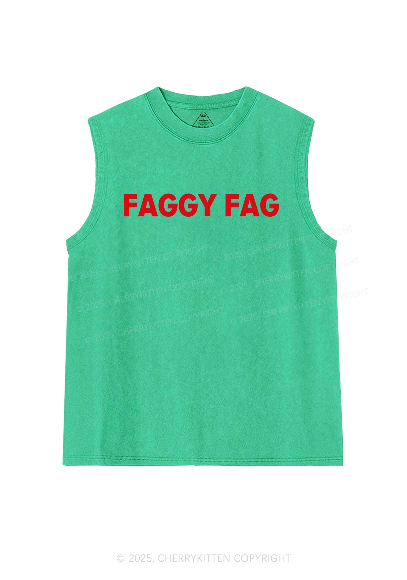 Faggy Fag Pride Y2K Washed Muscle Tank Cherrykitten - Image 7