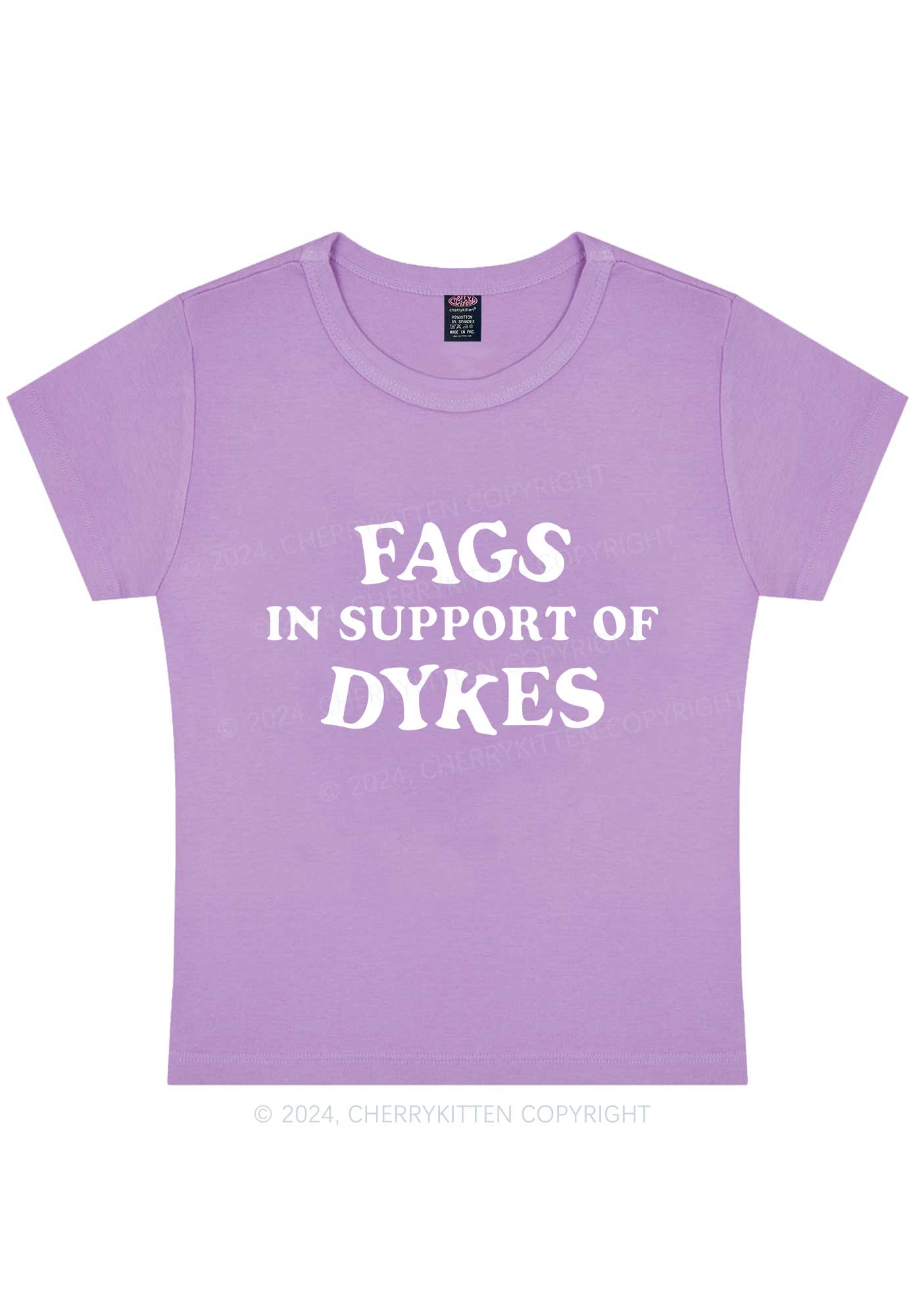 Fags Dykes Y2K Baby Tee Cherrykitten - Image 7