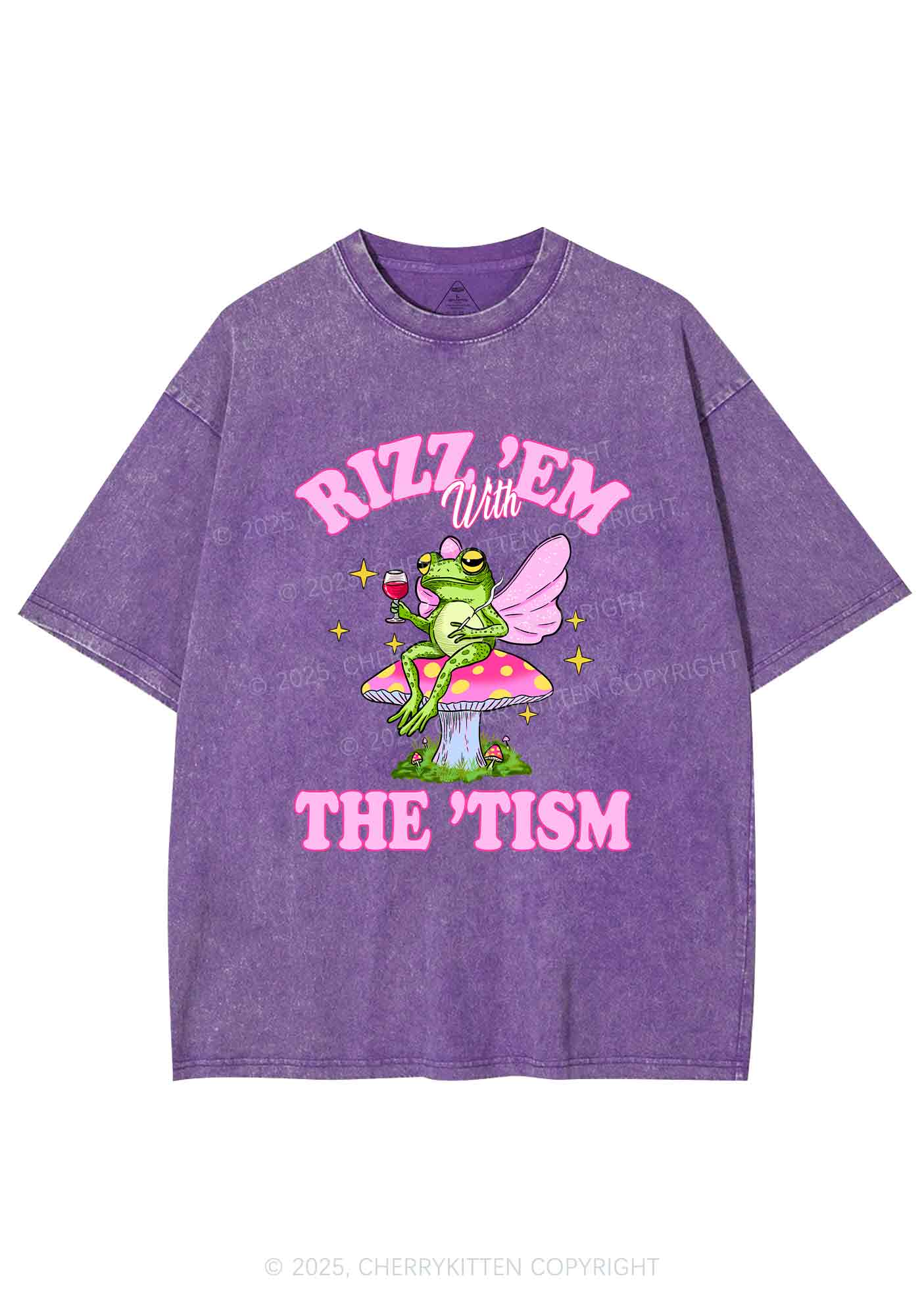 Fairy Frog Rizz Tism Y2K Shirts Washed Tee Cherrykitten - Image 5