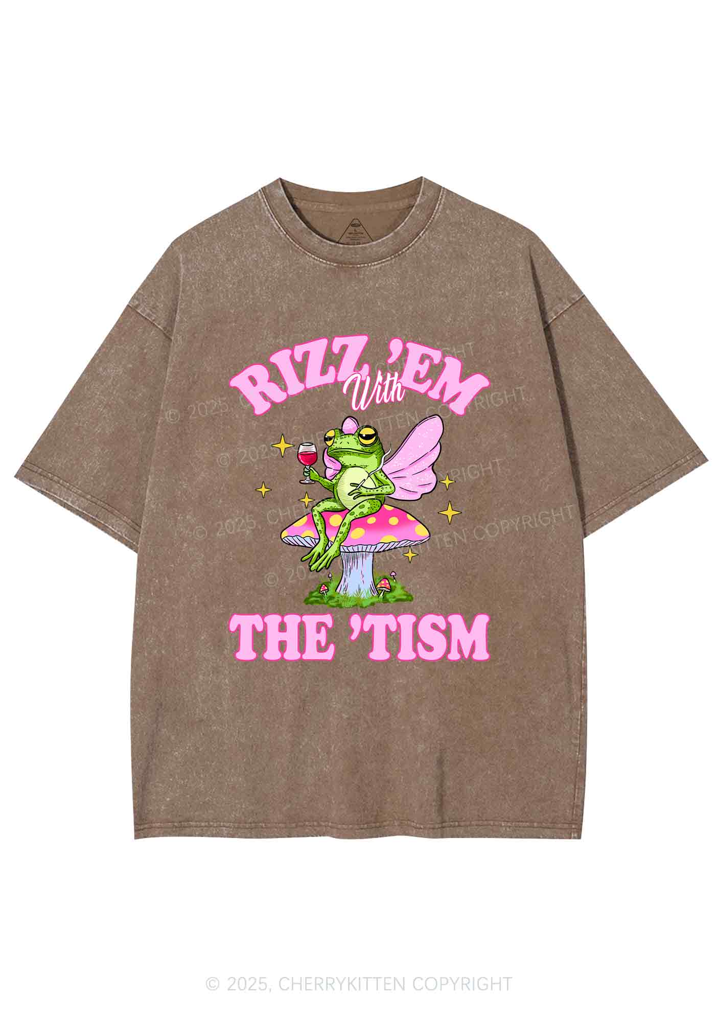 Fairy Frog Rizz Tism Y2K Shirts Washed Tee Cherrykitten - Image 8