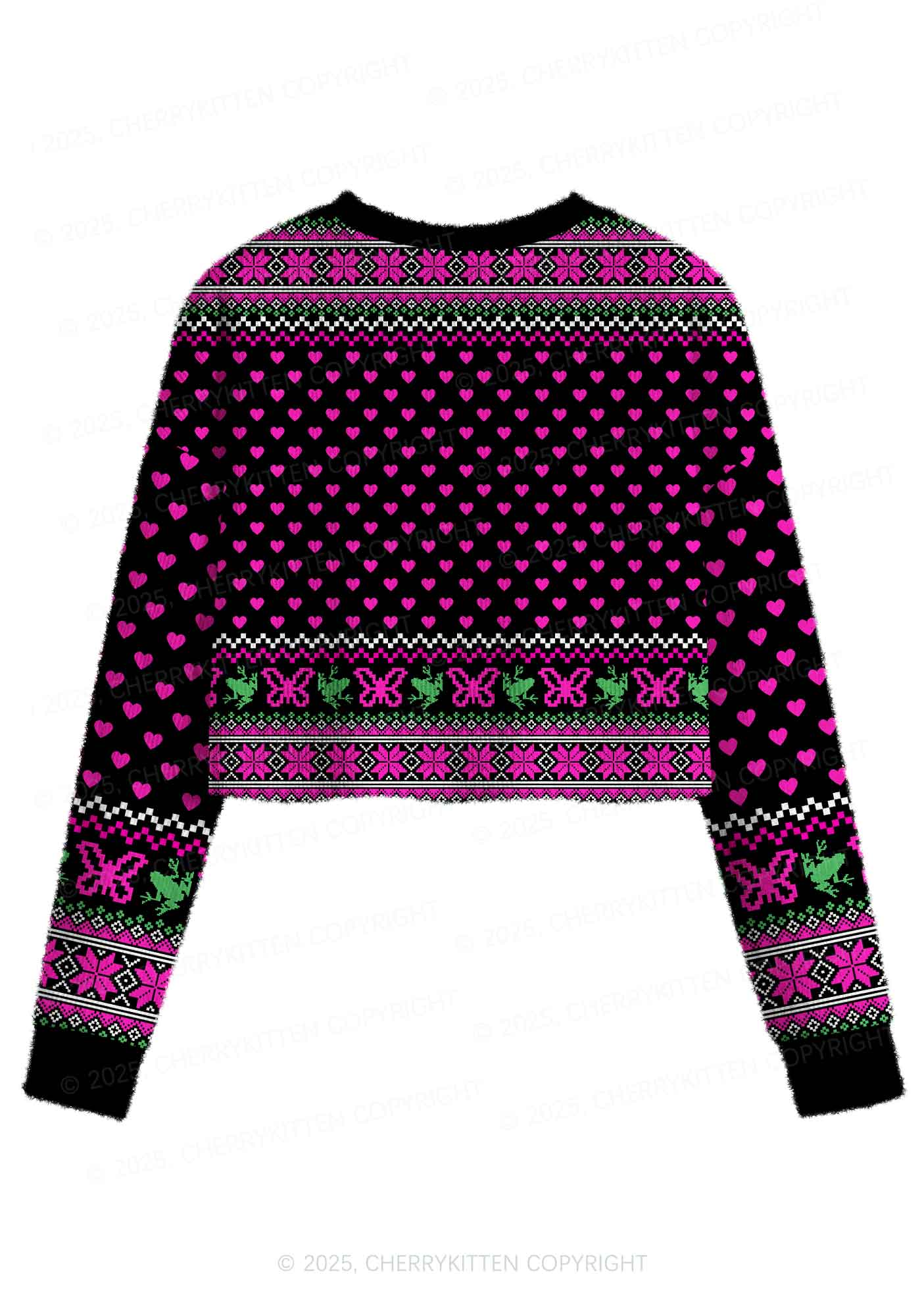 Fairy Frog Y2K Christmas Crop Knit Sweatshirt Cherrykitten - Image 2