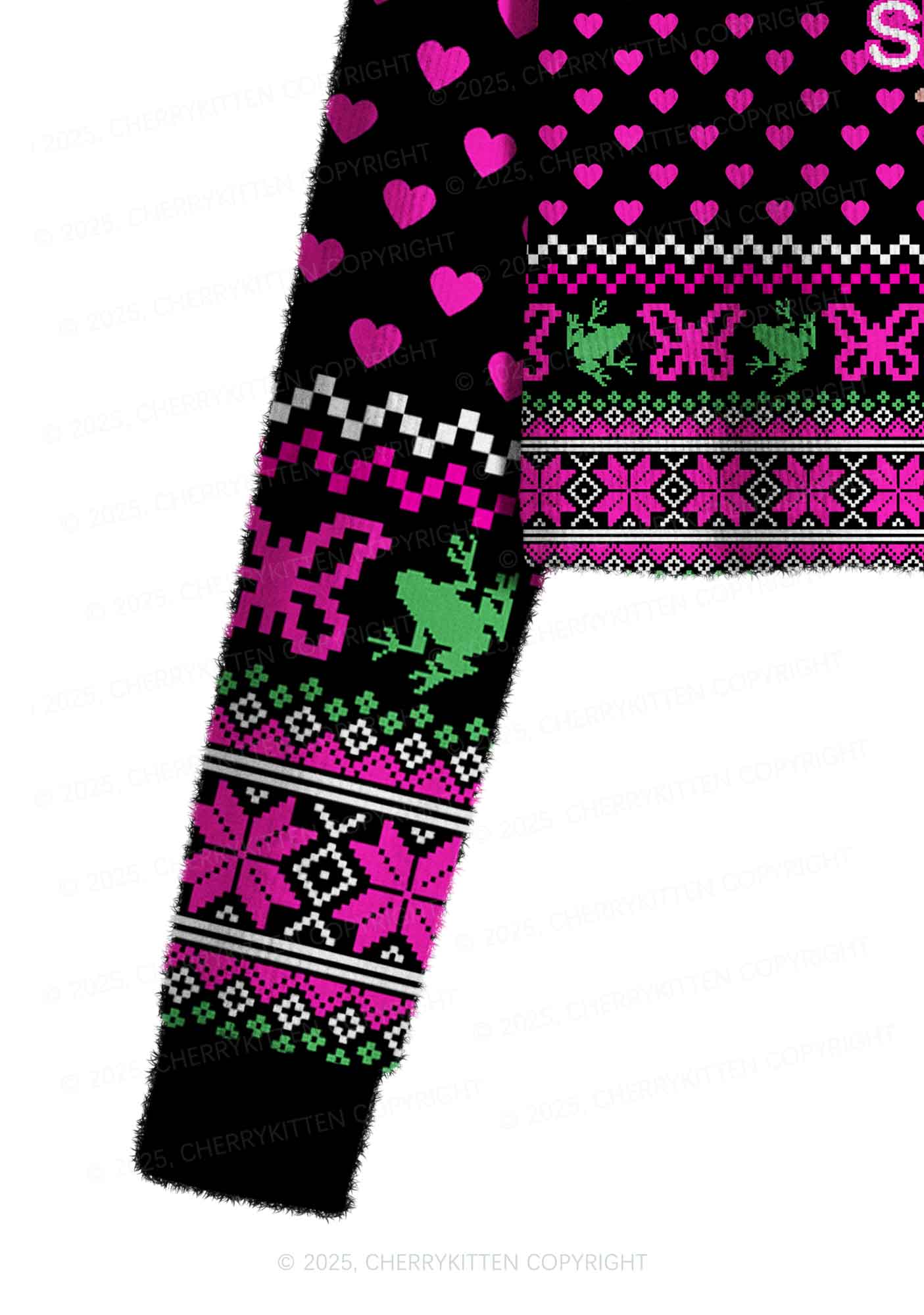 Fairy Frog Y2K Christmas Crop Knit Sweatshirt Cherrykitten - Image 5