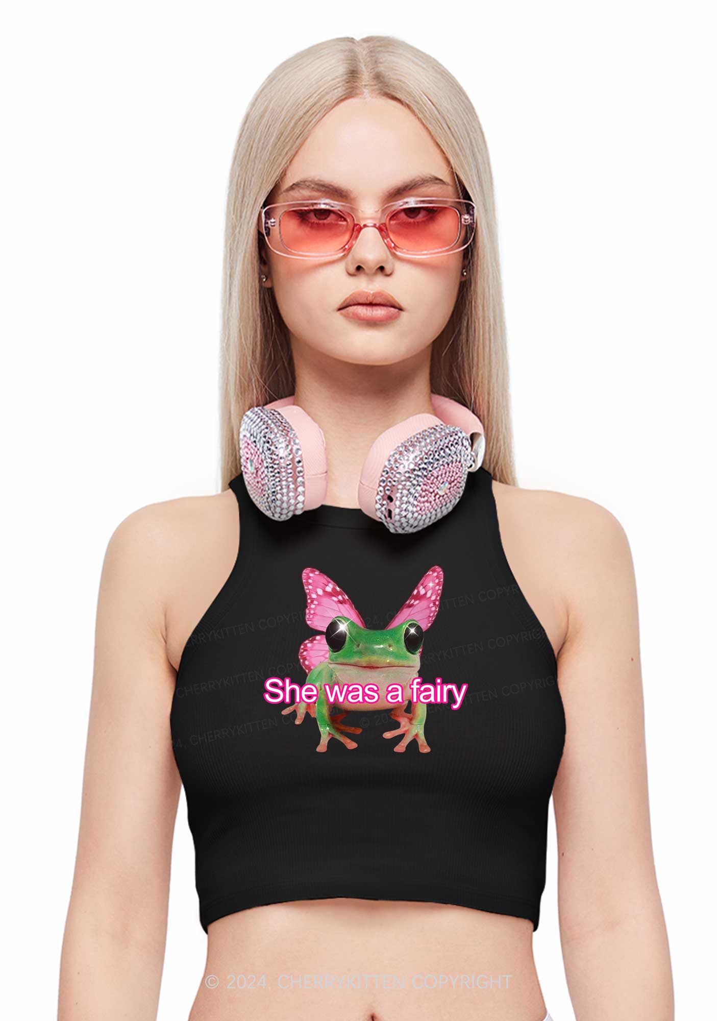 Fairy Frog Y2K Crop Tank Top Cherrykitten - Image 2