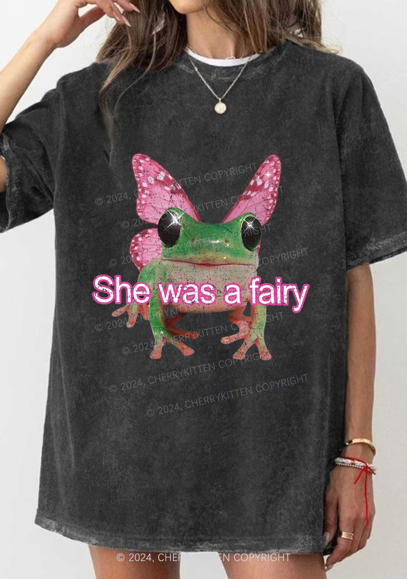 Fairy Frog Y2K Washed Tee Cherrykitten - Image 2