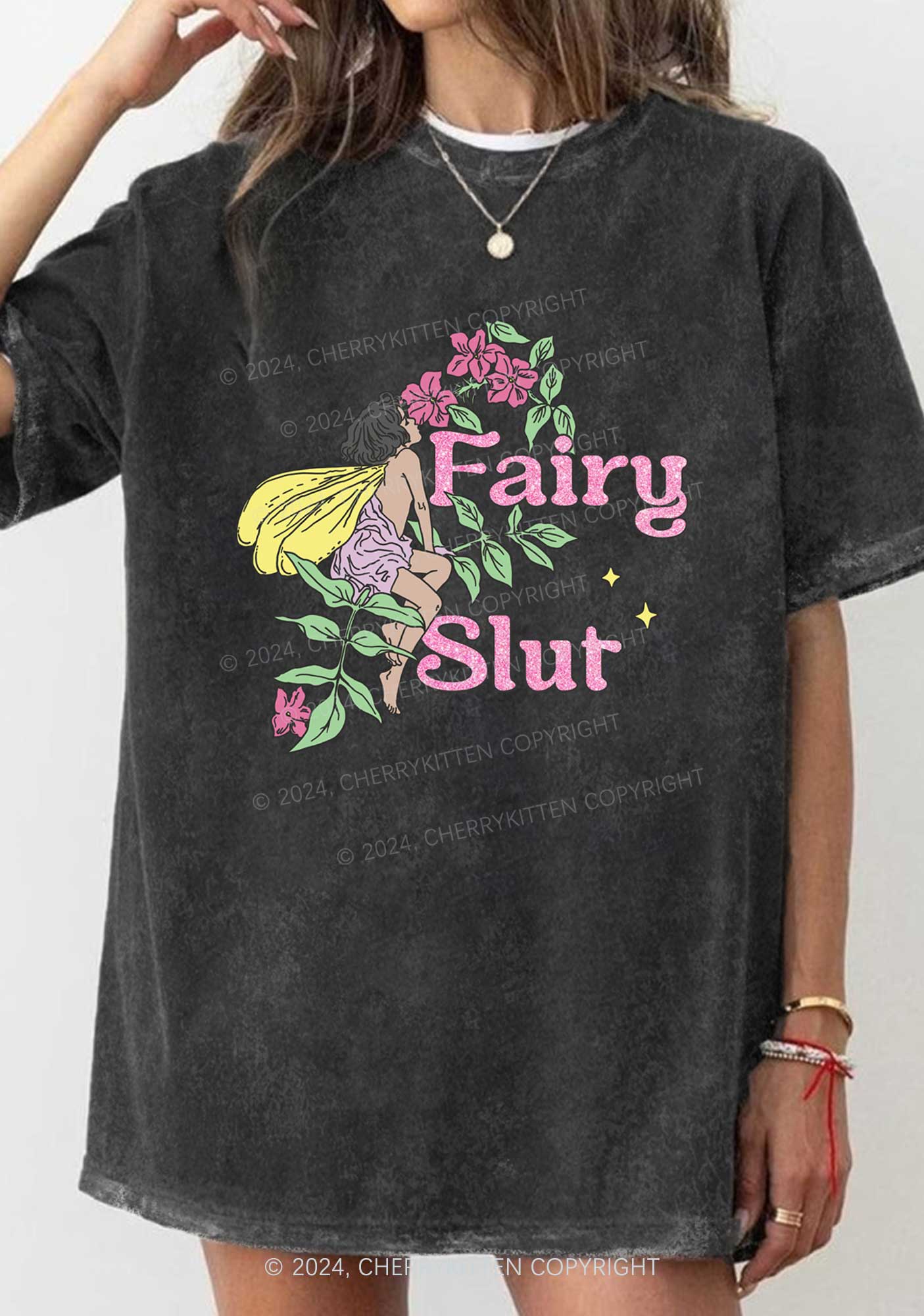 Fairy Slxt Y2K Washed Tee Cherrykitten - Image 2