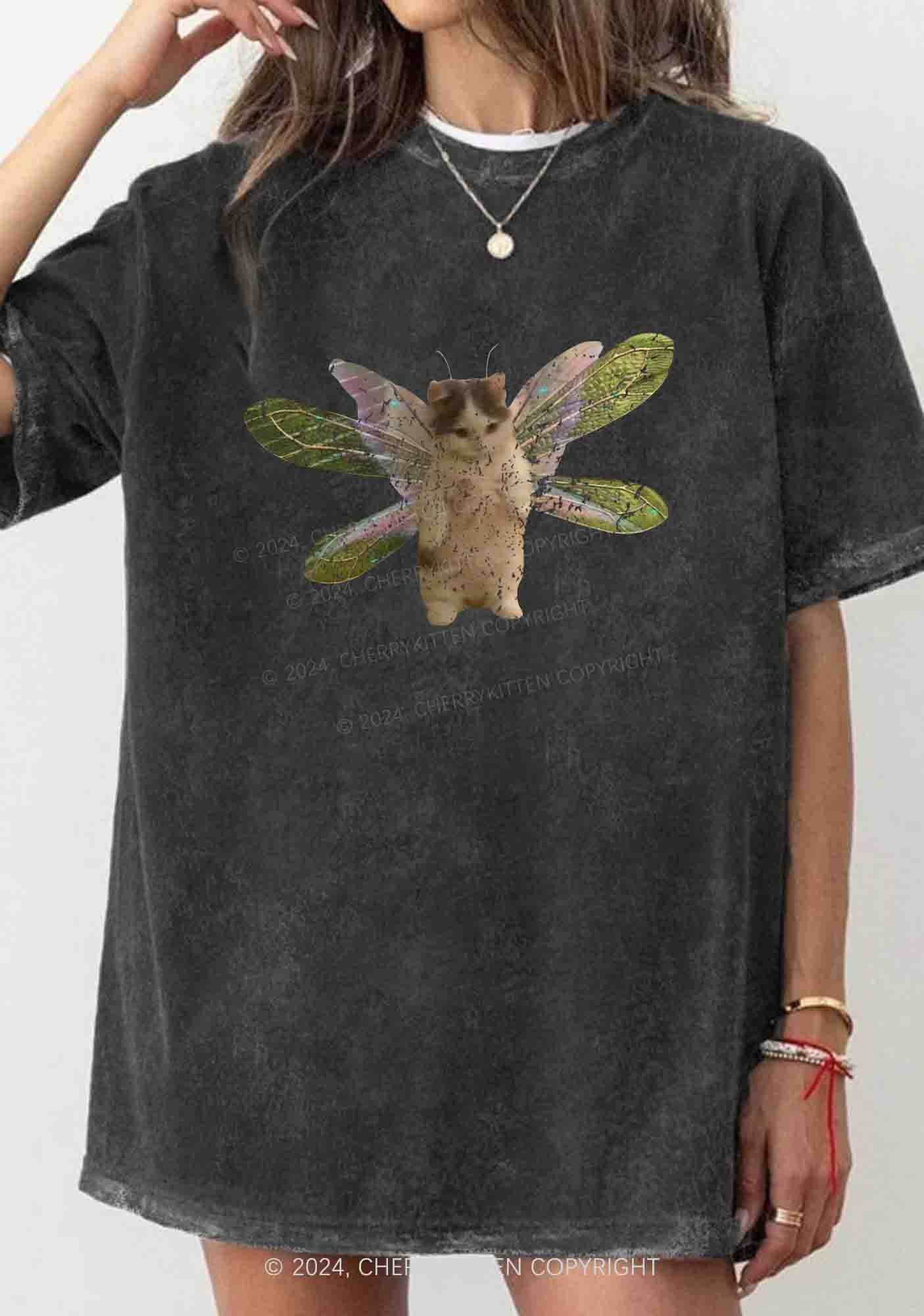 Fairycat Wings Y2K Washed Tee Cherrykitten - Image 2