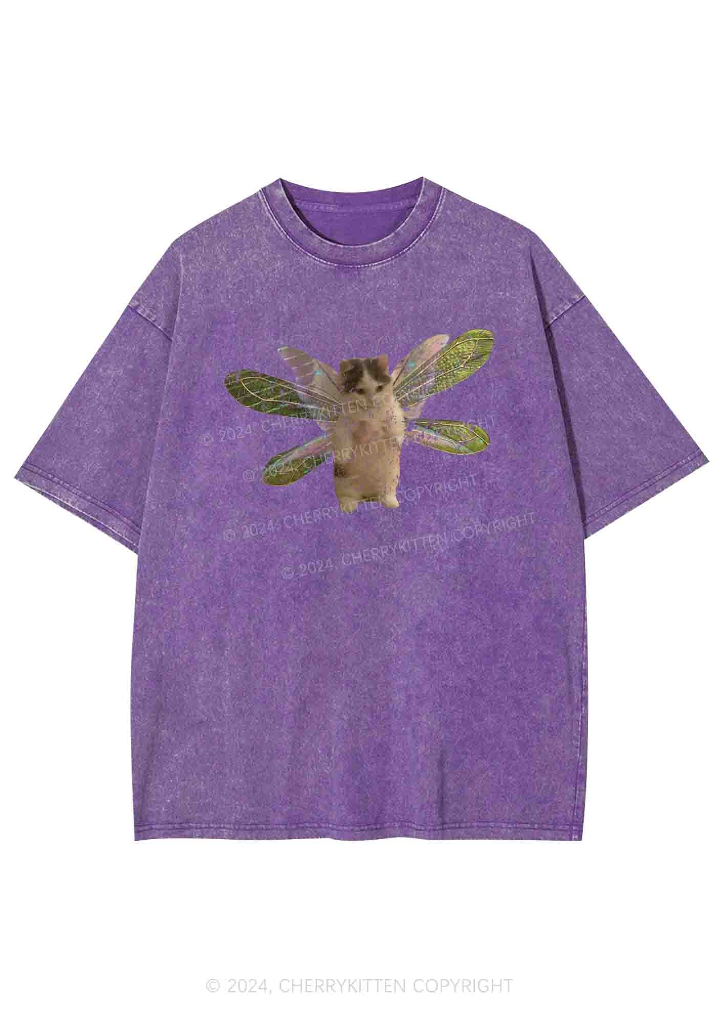 Fairycat Wings Y2K Washed Tee Cherrykitten - Image 5