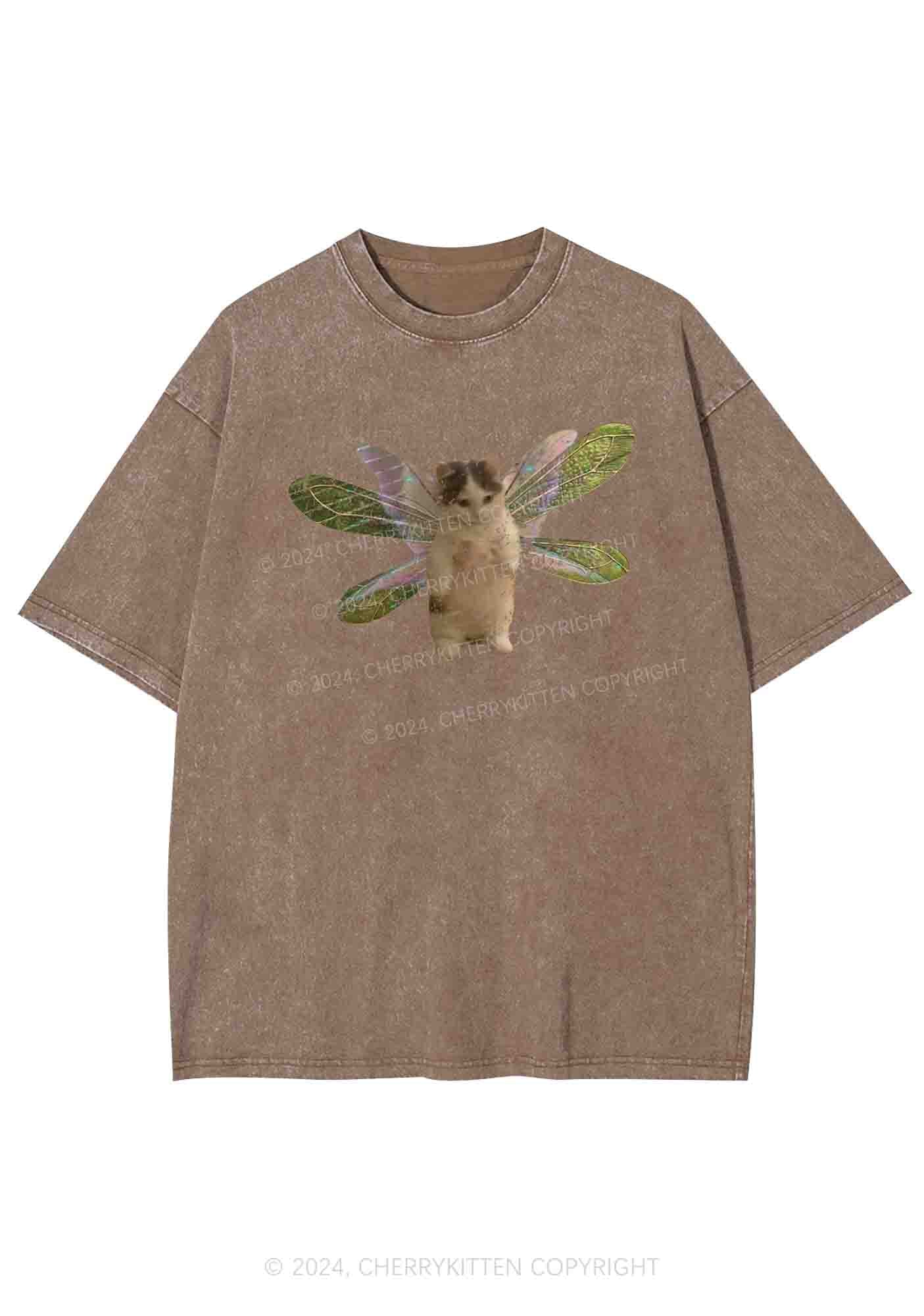 Fairycat Wings Y2K Washed Tee Cherrykitten - Image 6