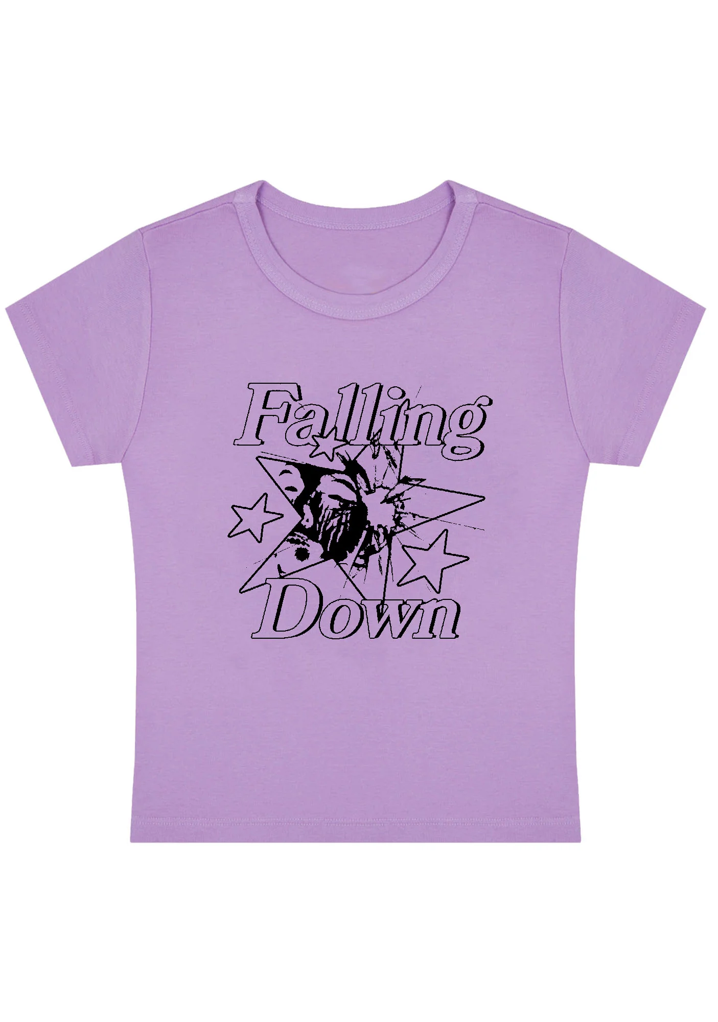 Falling Down Pentagram Y2K Baby Tee - Image 3