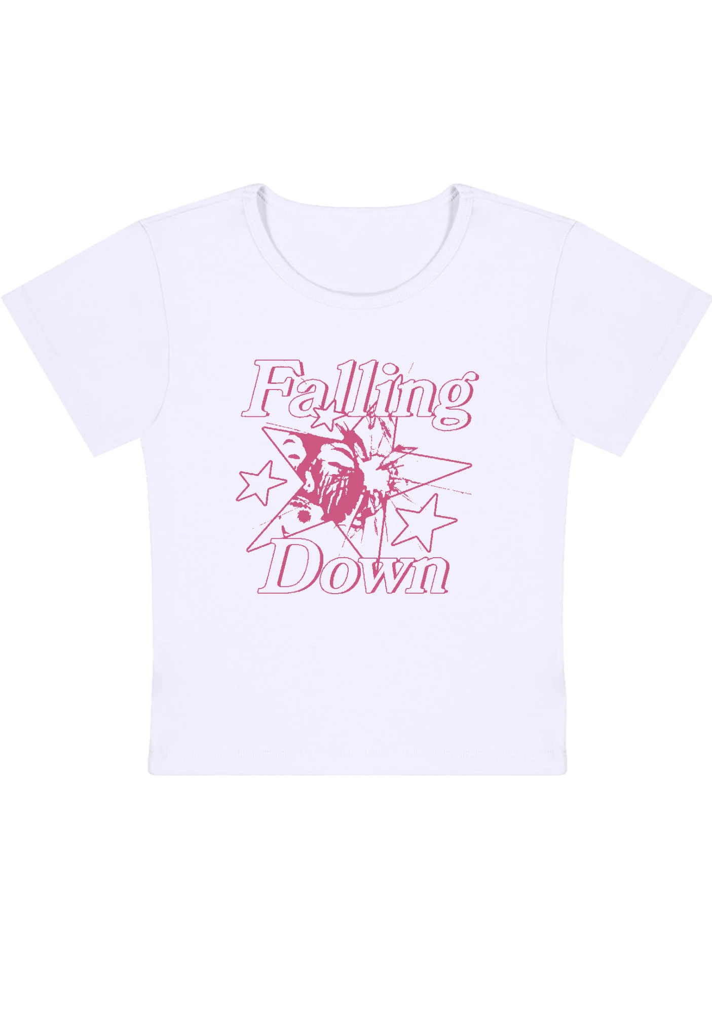 Falling Down Pentagram Y2K Baby Tee - Image 4