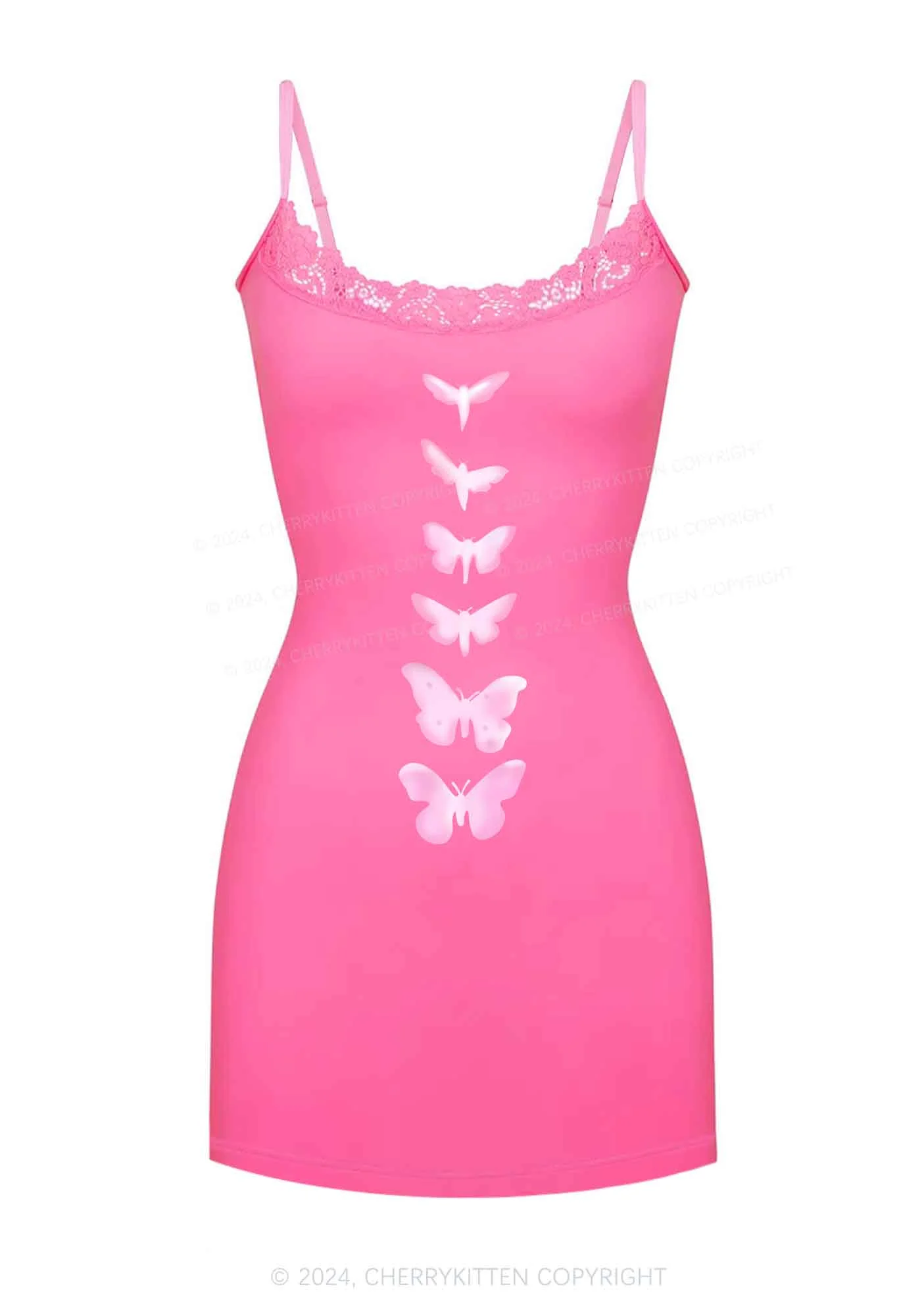 Fantasy Butterfly Y2K Lace Slip Dress Cherrykitten - Image 2