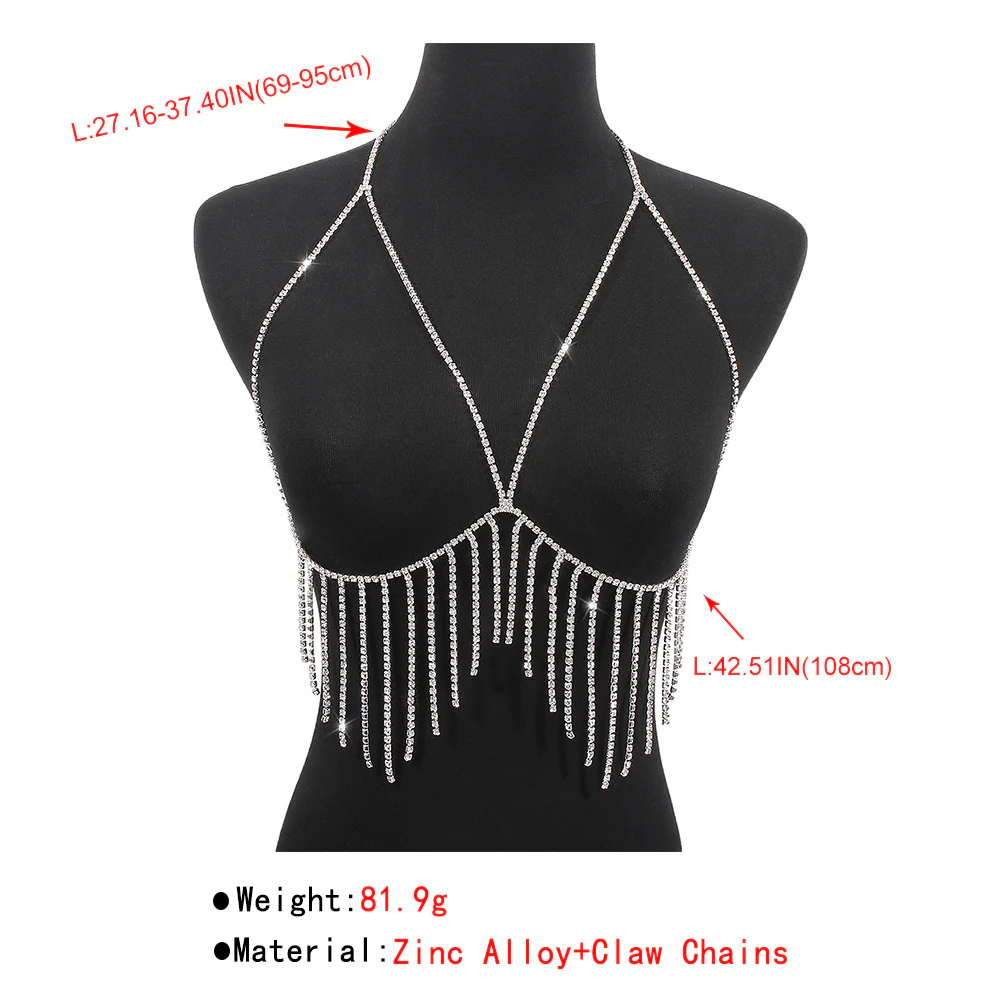 Fashion Metal Tassel Diamond Temperament Breast Chain - Image 5