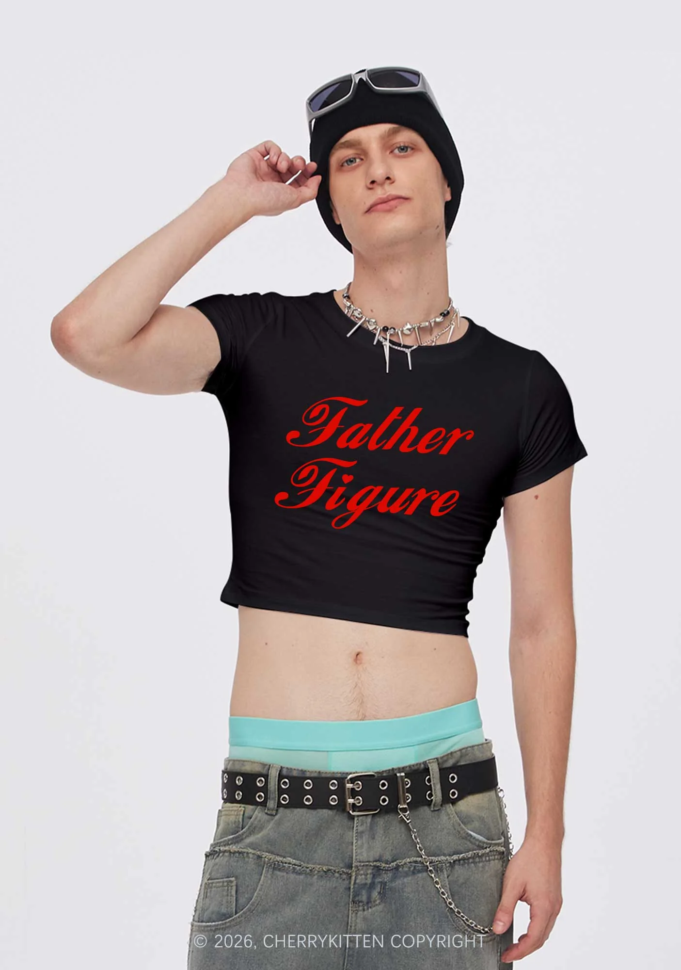 Father Figure Valentine's Day Y2K Baby Tee Cherrykitten - Image 2