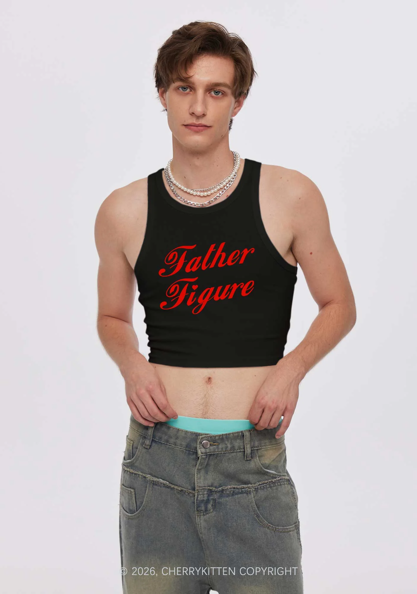 Father Figure Valentine's Day Y2K Crop Tank Top Cherrykitten - Image 2