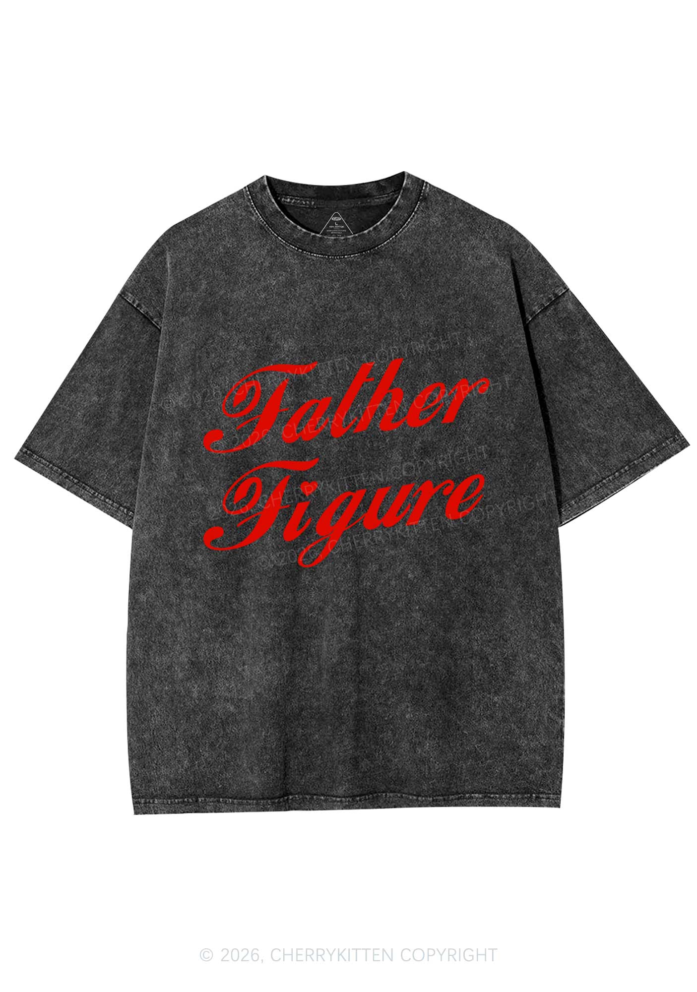 Father Figure Valentine's Day Y2K Shirts Washed Tee Cherrykitten - Image 3