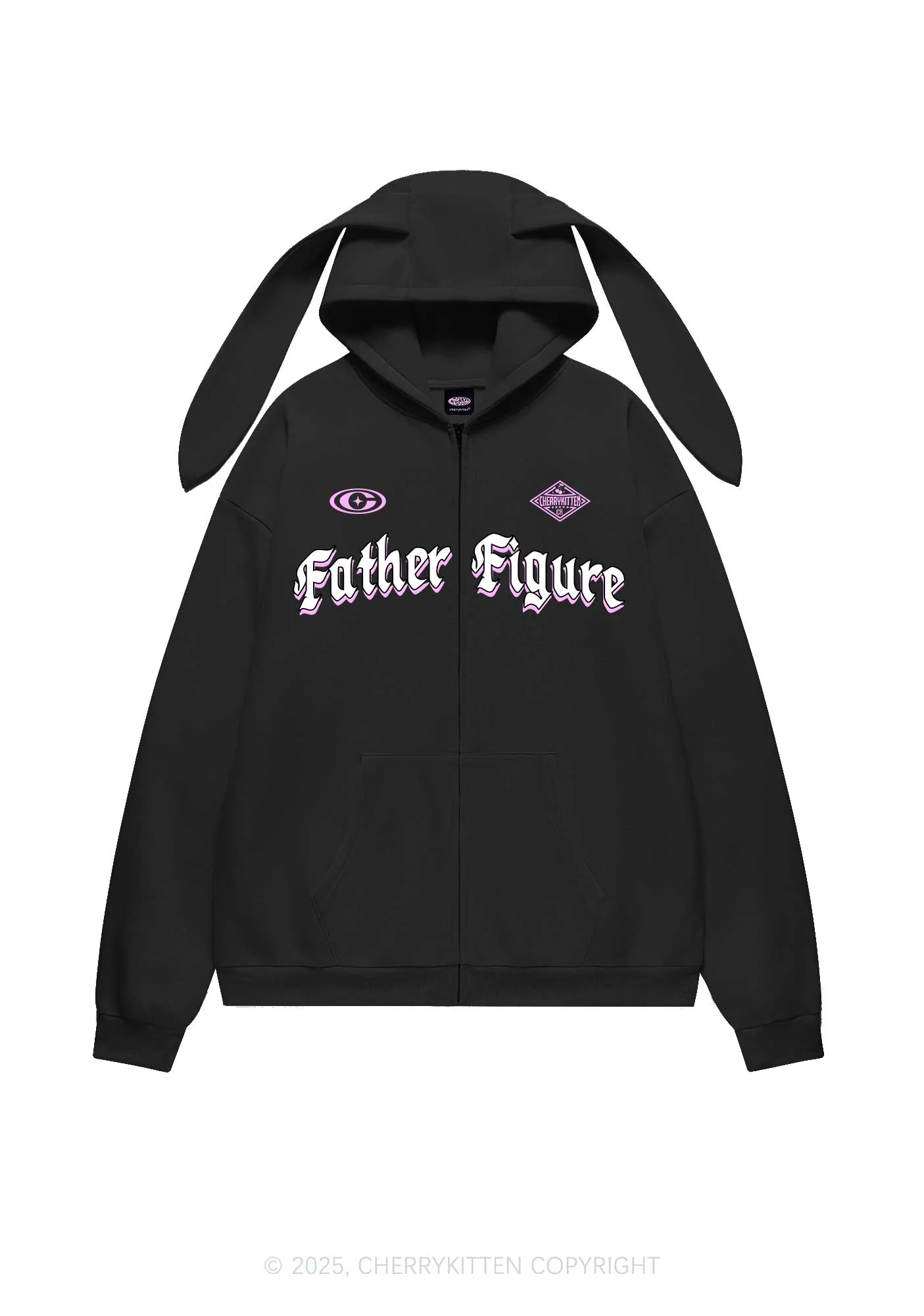 Father Figure Y2K Bunny Ear Zip Hoodie Cherrykitten - Image 3