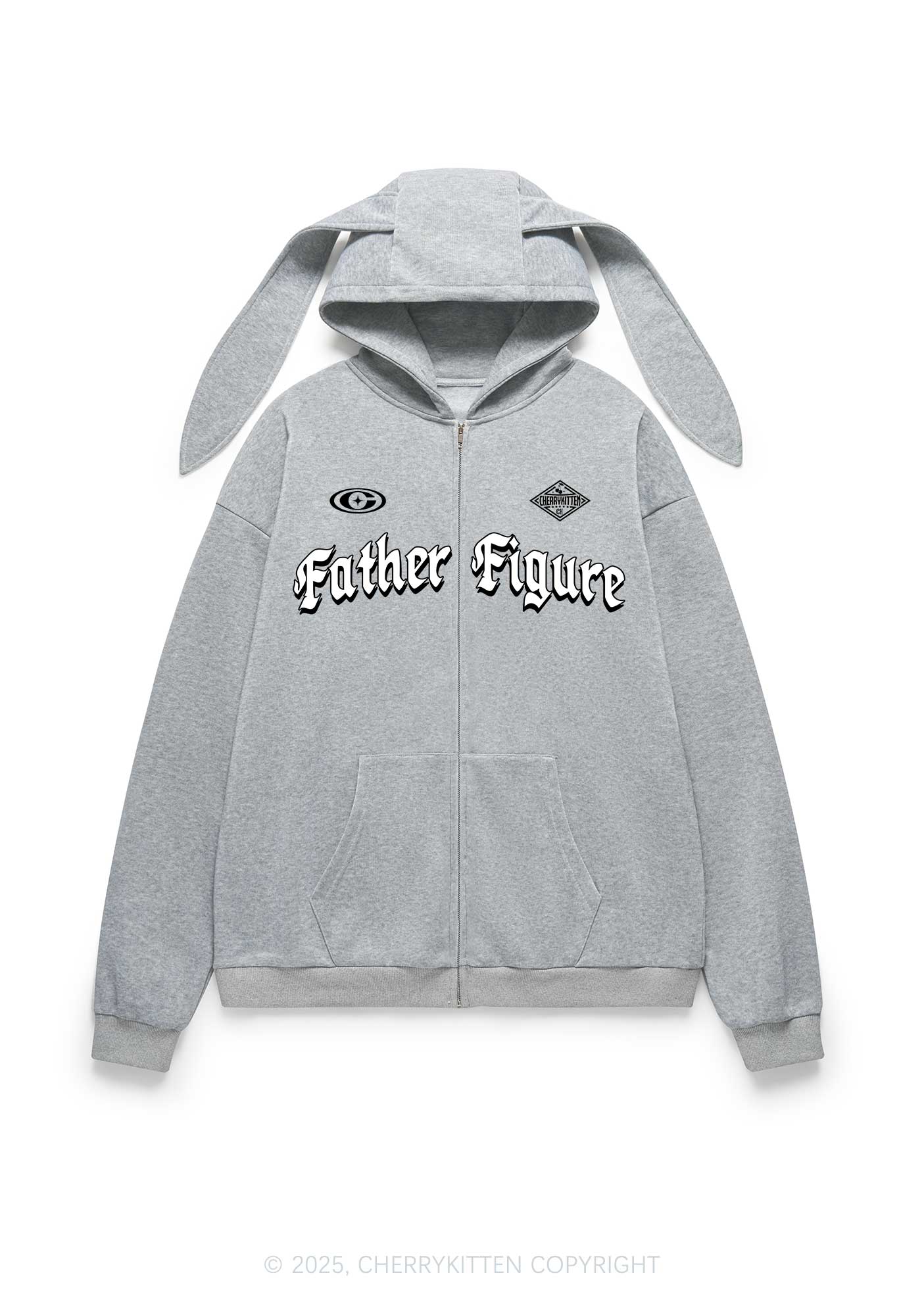 Father Figure Y2K Bunny Ear Zip Hoodie Cherrykitten - Image 4