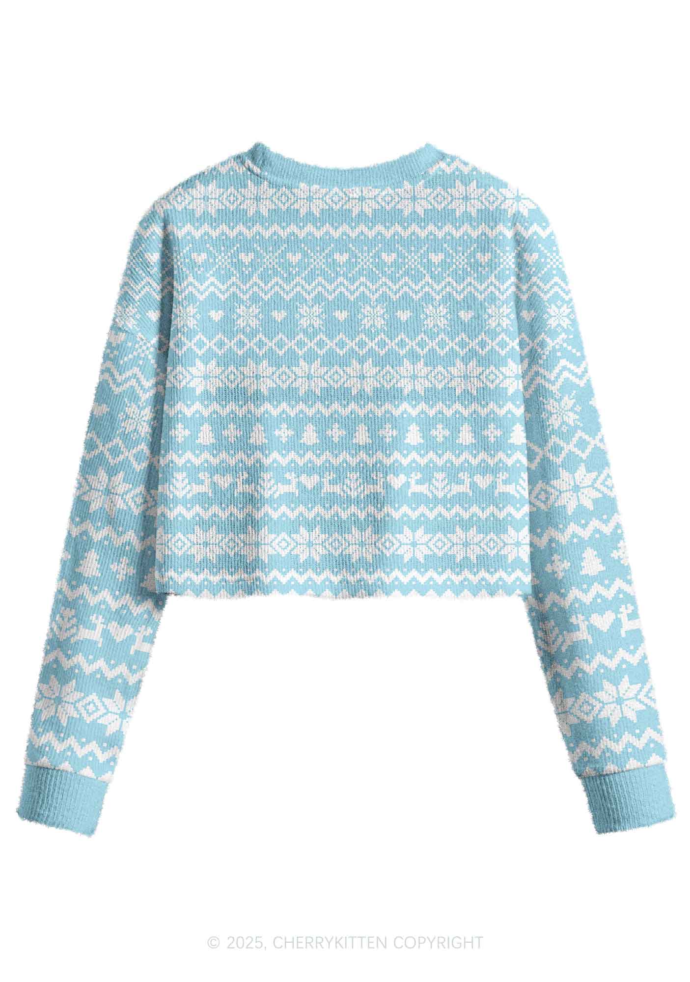 Father Figure Y2K Christmas Crop Knit Sweatshirt Cherrykitten - Image 2