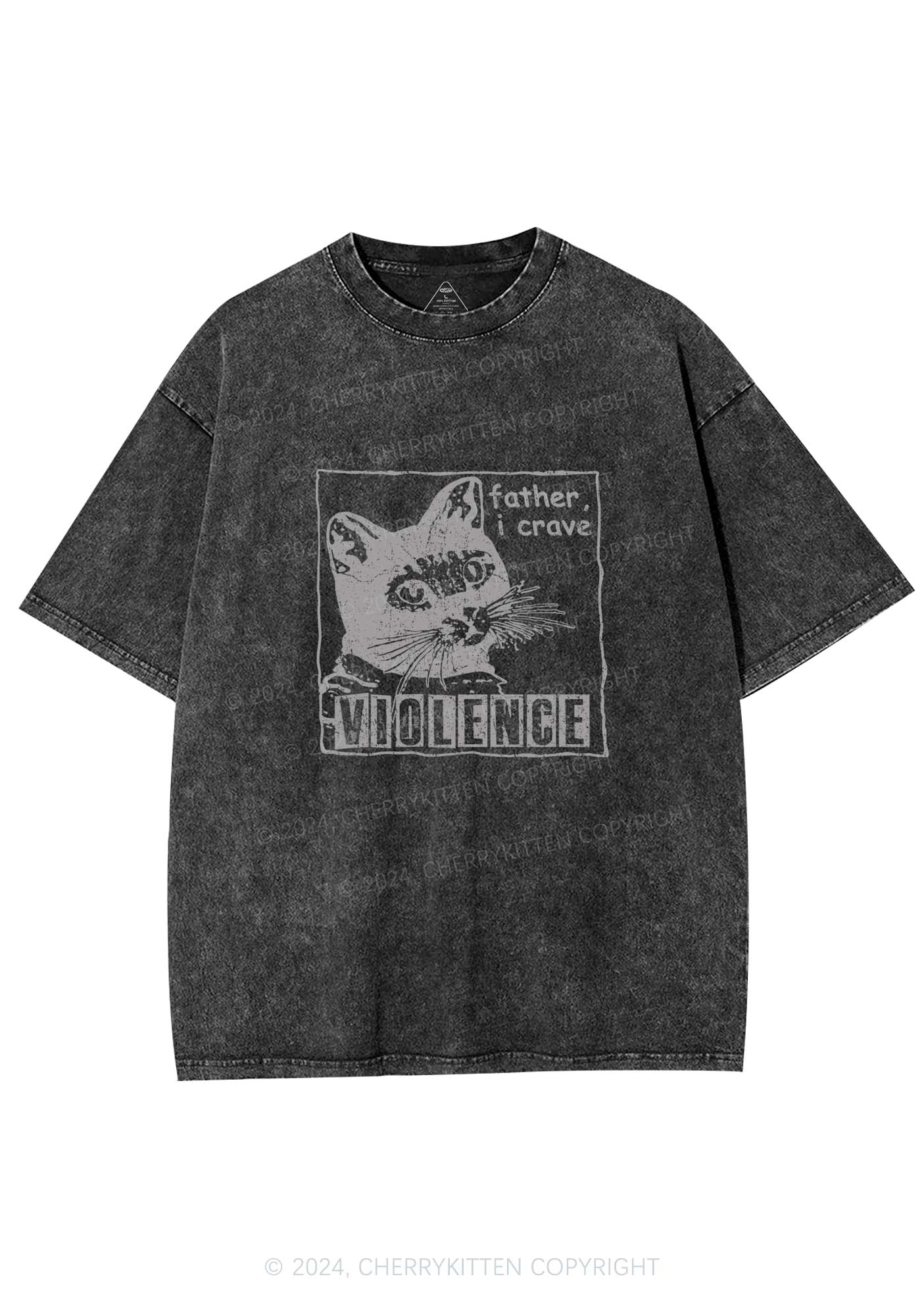 Father I Crave Violence Y2K Washed Tee Cherrykitten - Image 3