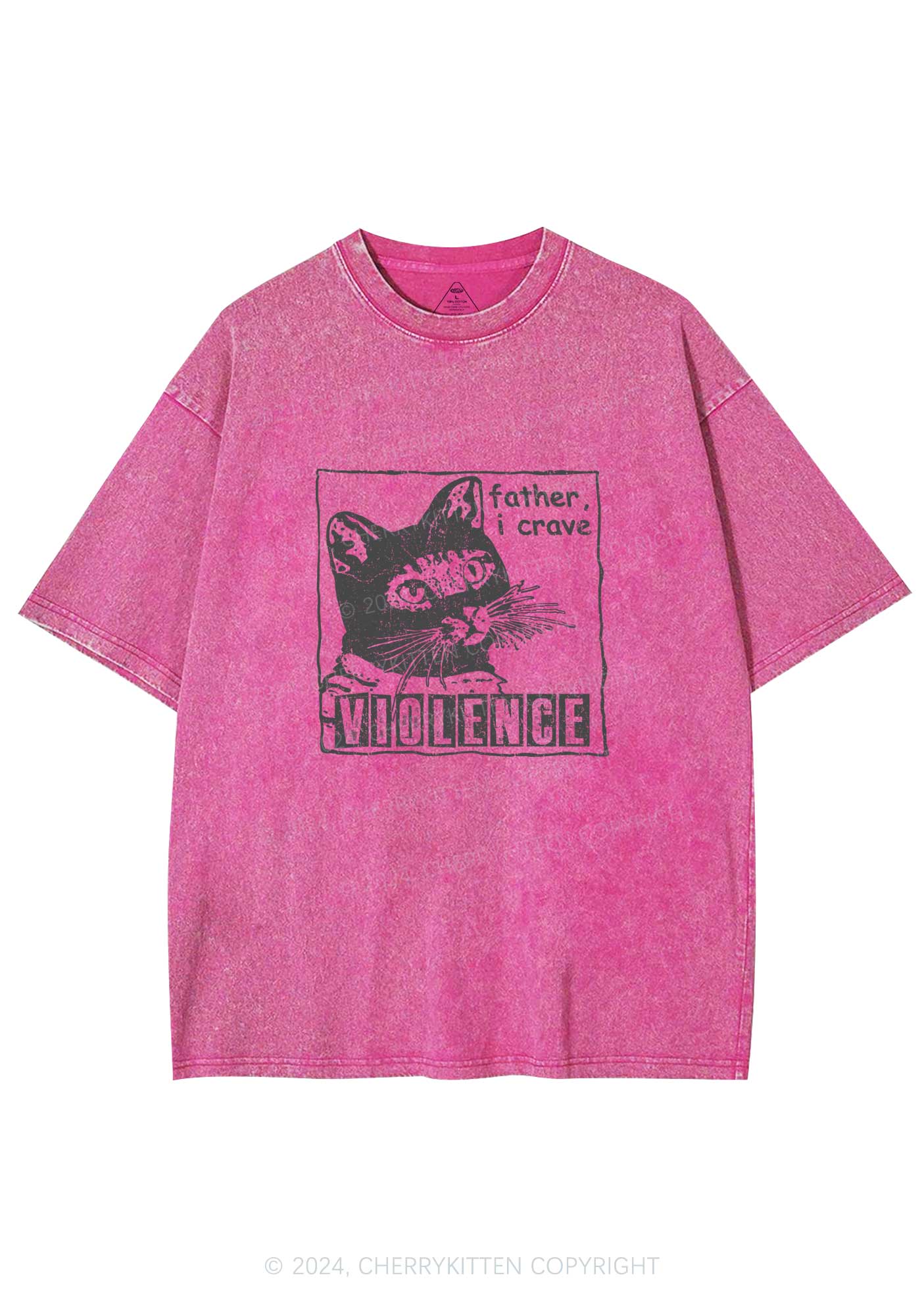 Father I Crave Violence Y2K Washed Tee Cherrykitten - Image 4