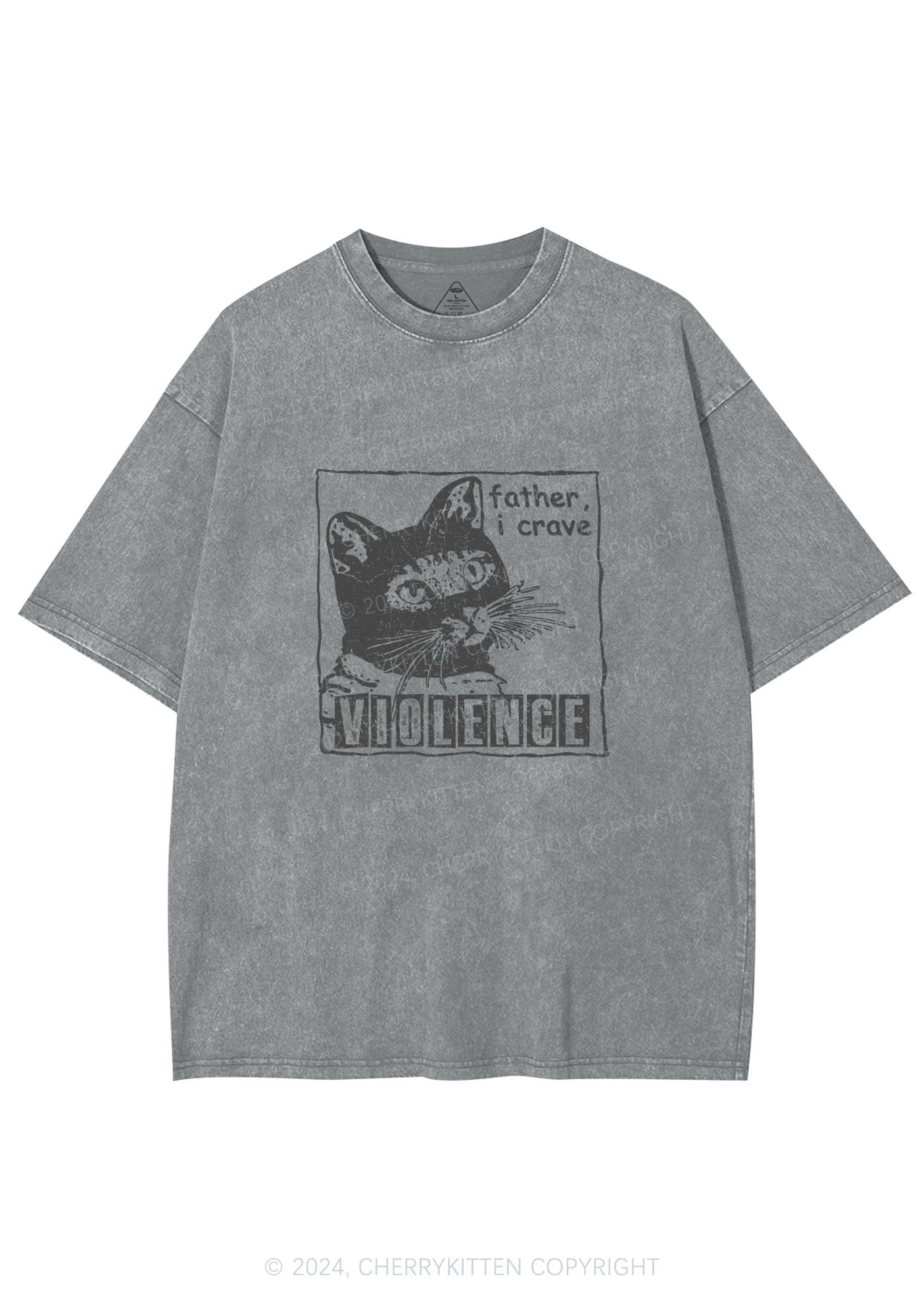 Father I Crave Violence Y2K Washed Tee Cherrykitten - Image 6