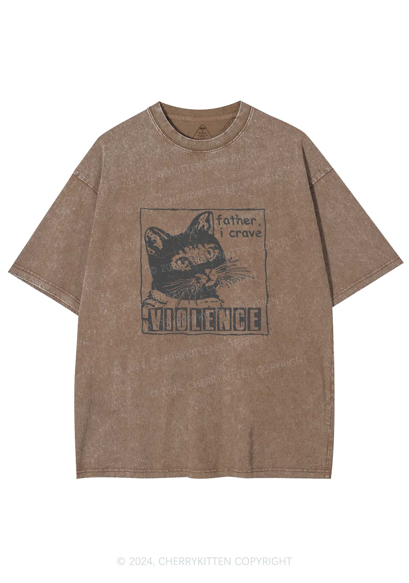 Father I Crave Violence Y2K Washed Tee Cherrykitten - Image 7