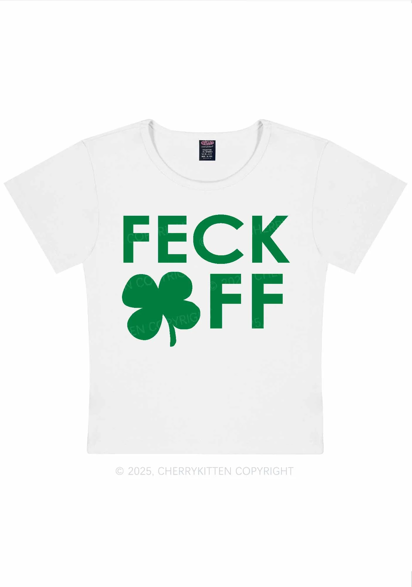 Feck Off St Patricks Y2K Baby Tee Cherrykitten - Image 3