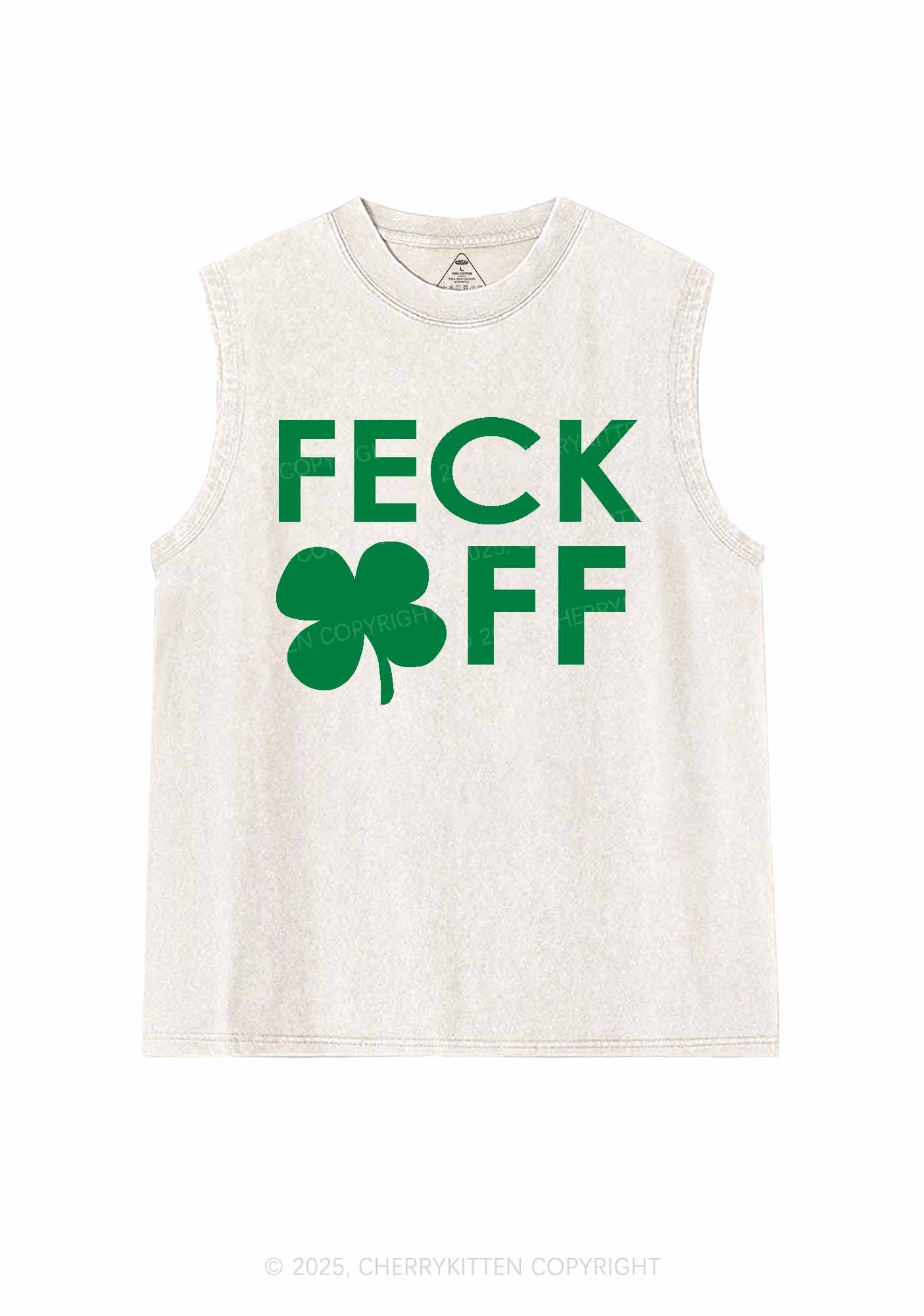 Feck Off St Patricks Y2K Washed Tank Cherrykitten - Image 3